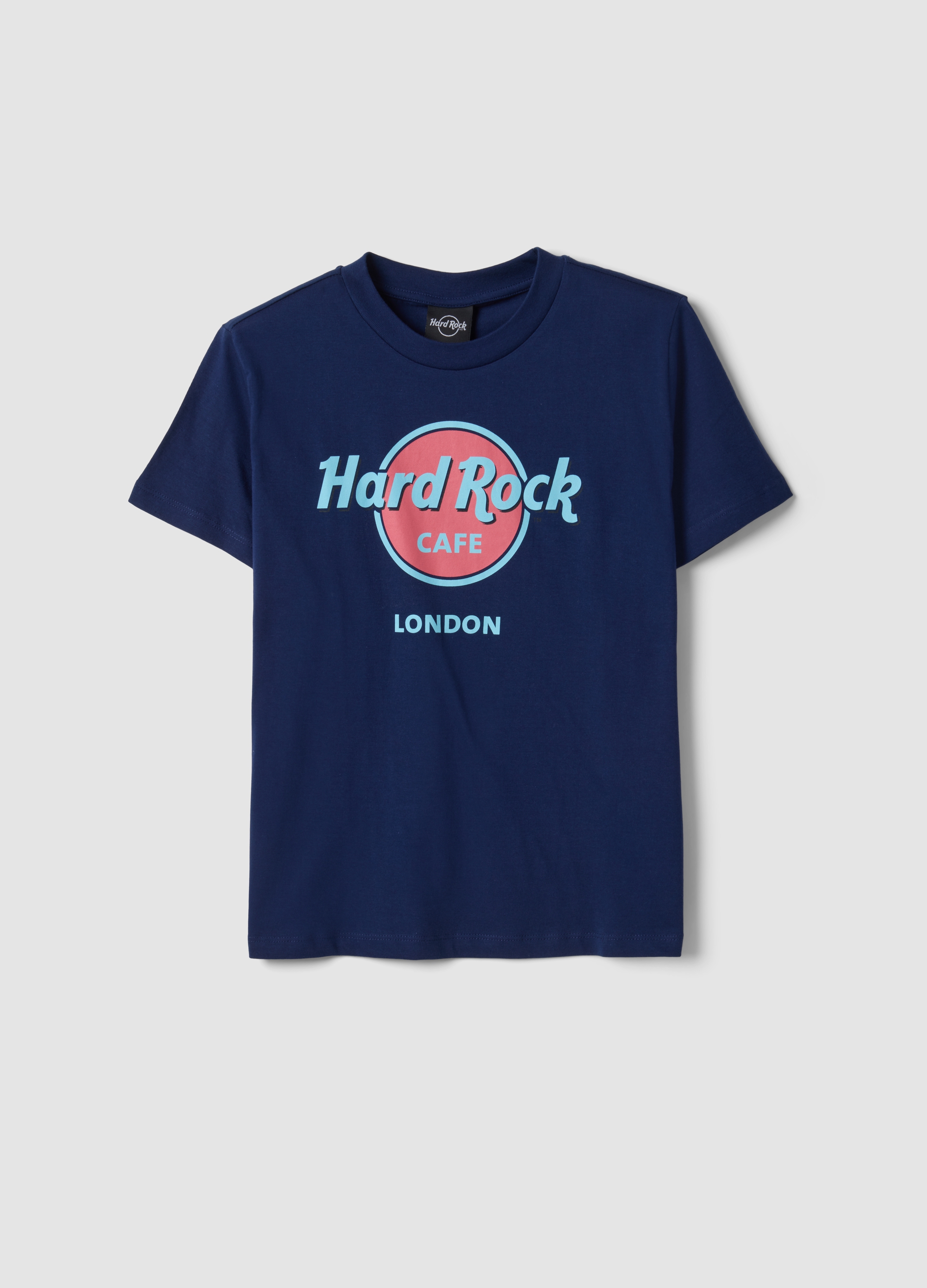 HARD ROCK CAFE, T-shirt Blu In Puro Cotone Con Logo Hard Rock Cafe, Unisex, Blu, Taglia: XS