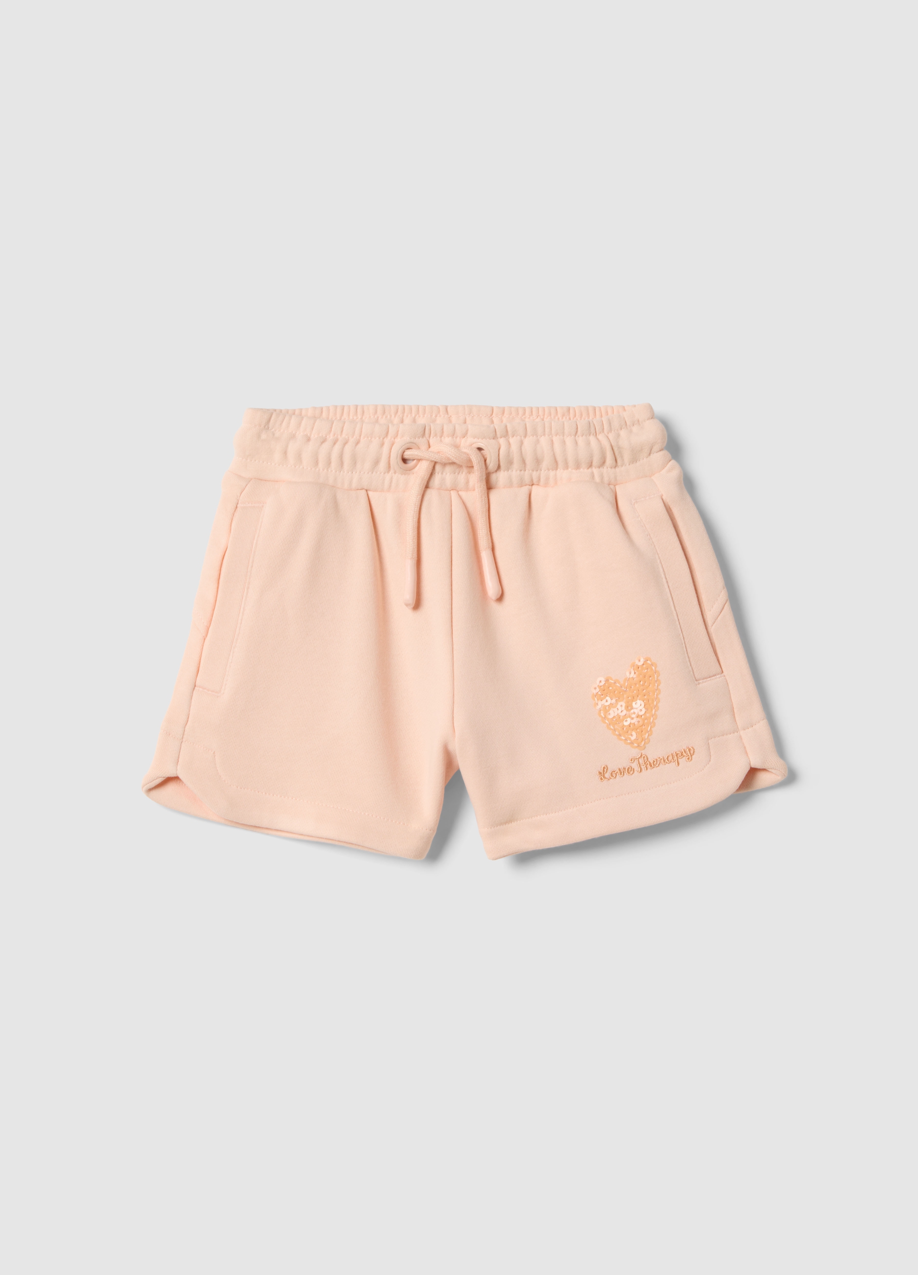 LOVE THERAPY, Shorts In Misto Cotone Rosa Da Bambina Regular Fit Con Cuore, Niña, Rosa pastel, Talla: 6-7