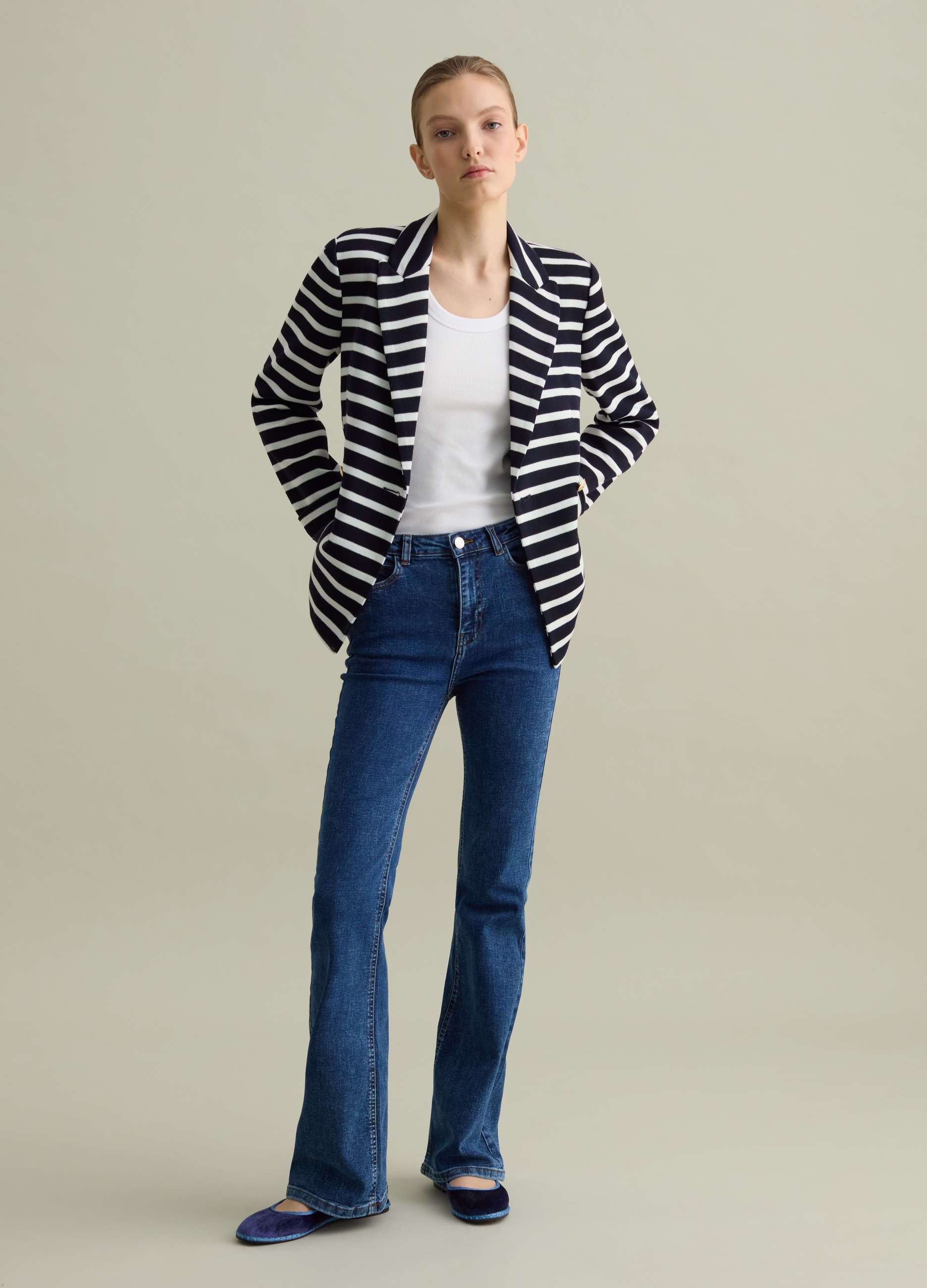 PIOMBO, Blazer Doppiopetto In Maglia Con Bottoni Dorati, Donna, Multicolor, Taglia: XS