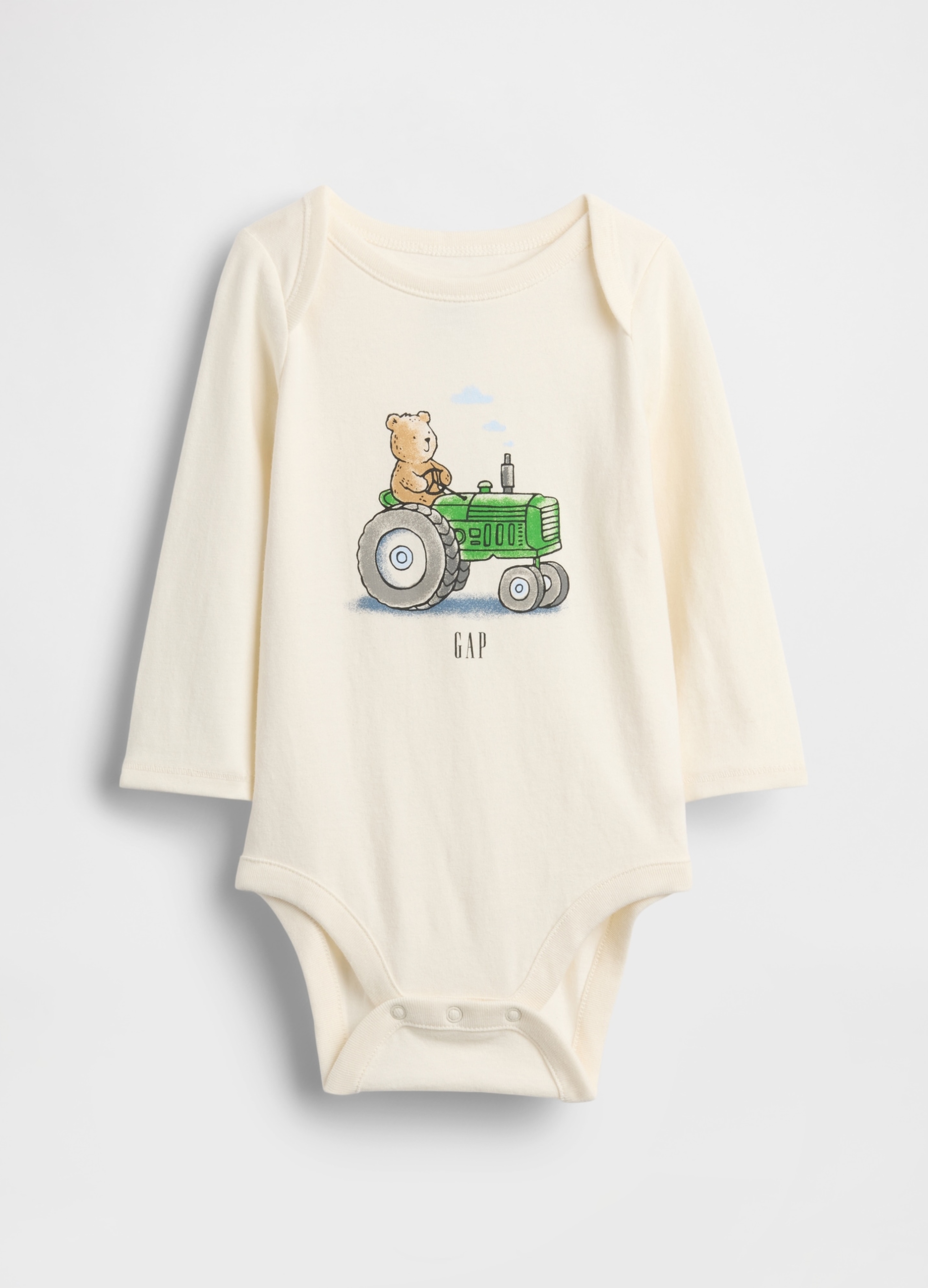 GAP KIDS, Body In Cotone A Maniche Lunghe Con Stampa Orsetto, Unisex, Bianco, Taglia: 0-3M/46-58