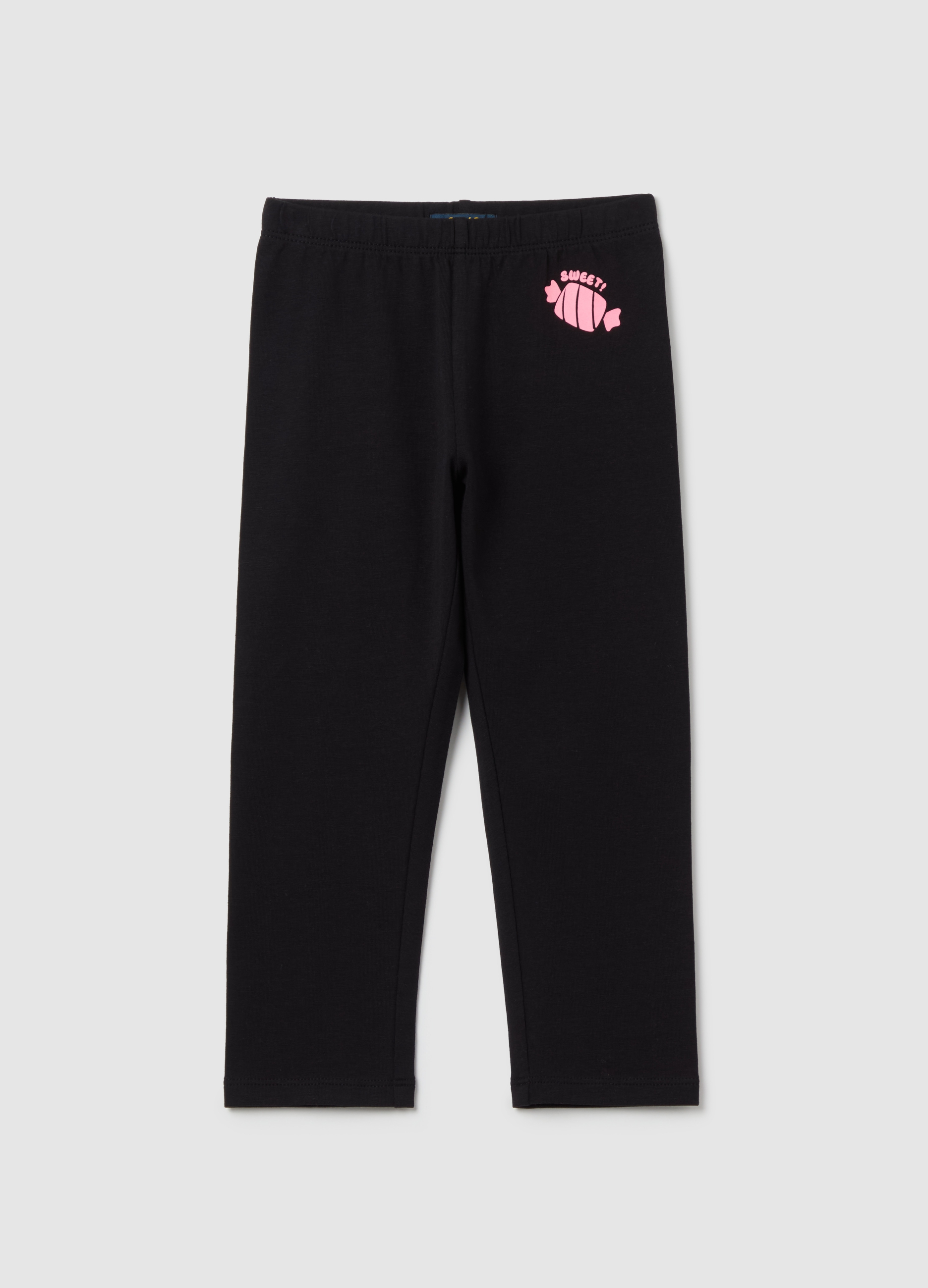 OVS, Leggings A Tre Quarti In Cotone Stretch, Bambina, Nero, Taglia: 3-4