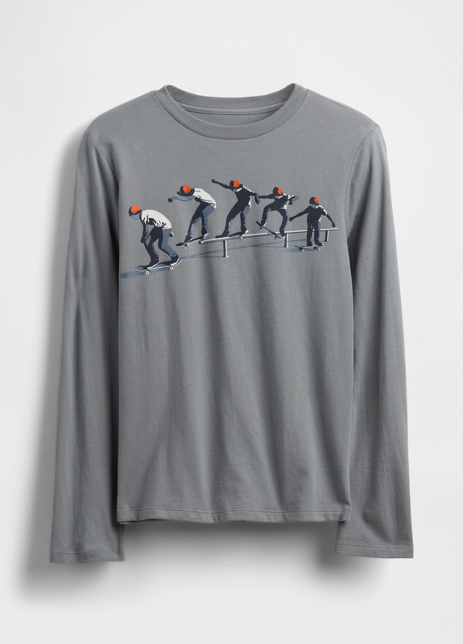 GAP KIDS, T-shirt A Maniche Lunghe, Bambino, Grigio, Taglia: M/130-137