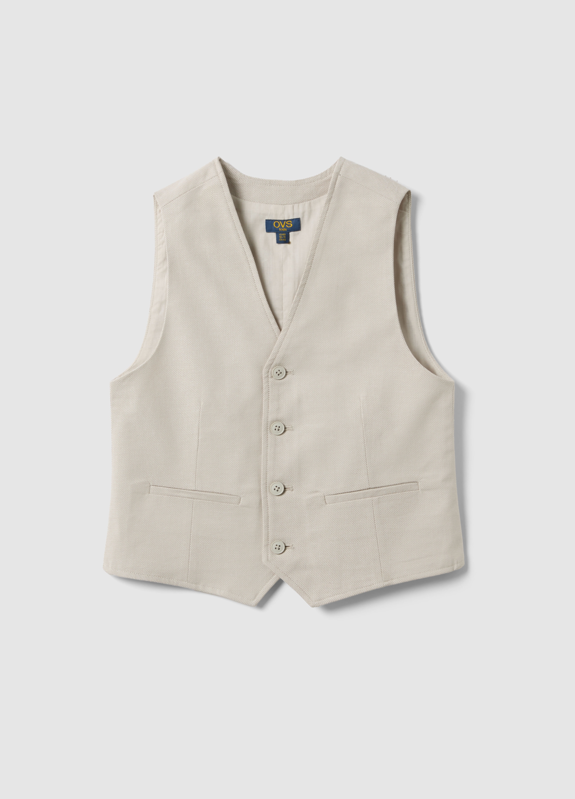 OVS KIDS, Chaleco Beige De Algodón Elástico Para Chicos Ajuste Slim, Niño, Beige Jaspeado, Talla: 11-12