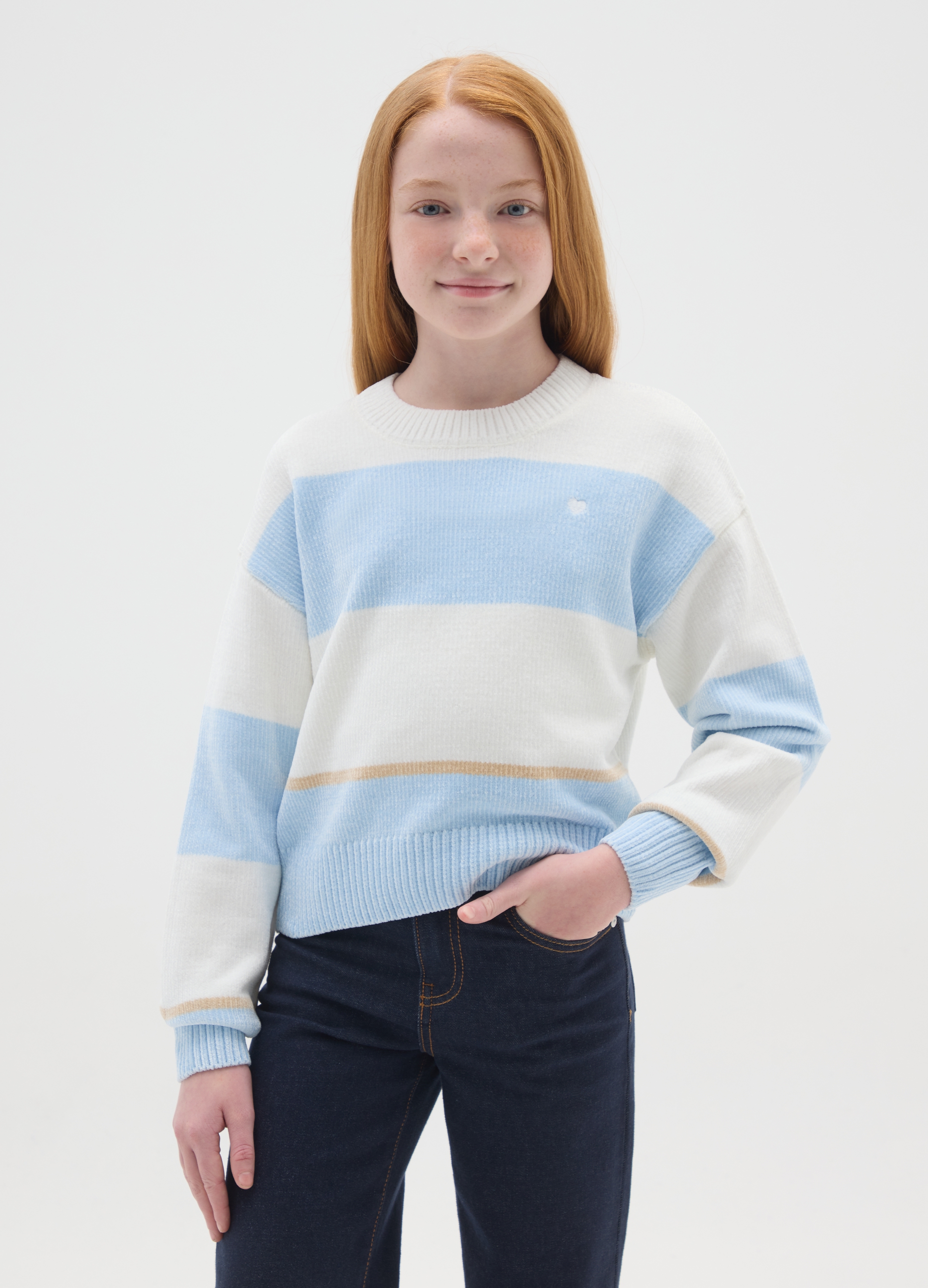 OVS KIDS, Maglione Girocollo A Righe Multicolor Da Ragazza Regular Fit, Bambina, Multicolor, Taglia: 13-14