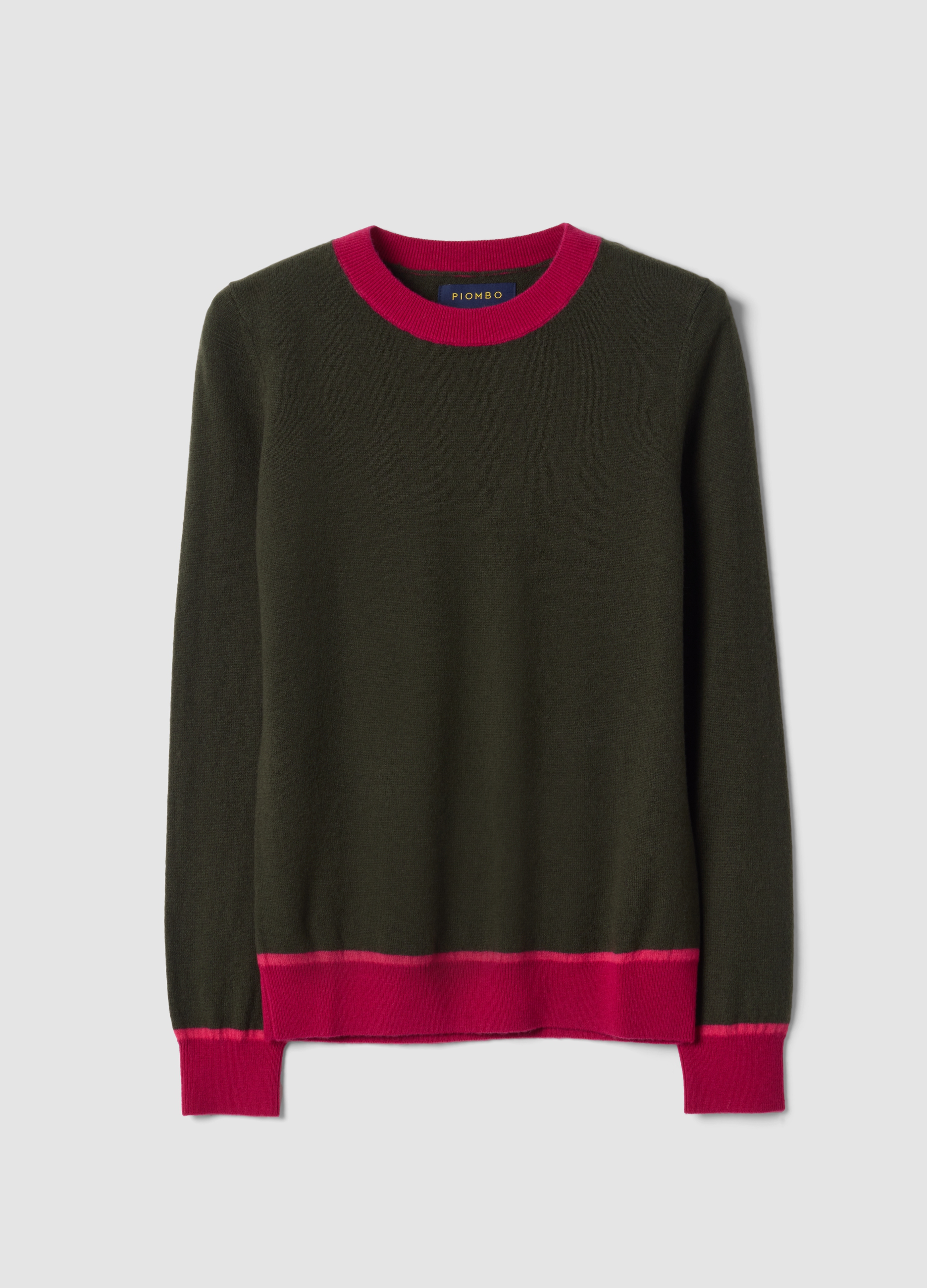 PIOMBO, Maglia Verde In Pura Lana Con Girocollo, Donna, Nero, Taglia: S