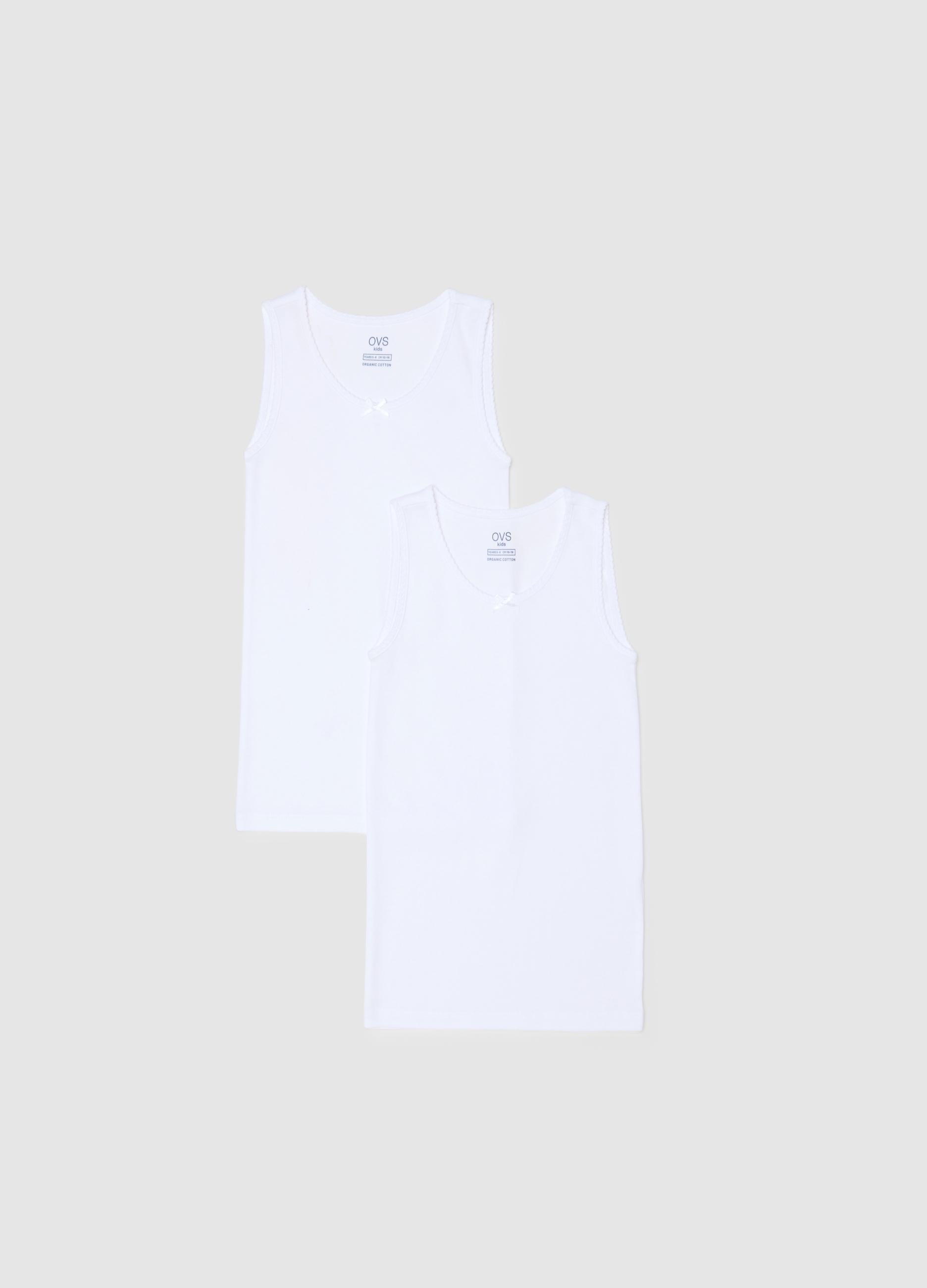 OVS KIDS, Bipack T-shirt Bianche Smanicate Da Bambina In Puro Cotone Regular Fit, Unisex, Bianco, Taglia: 3-4