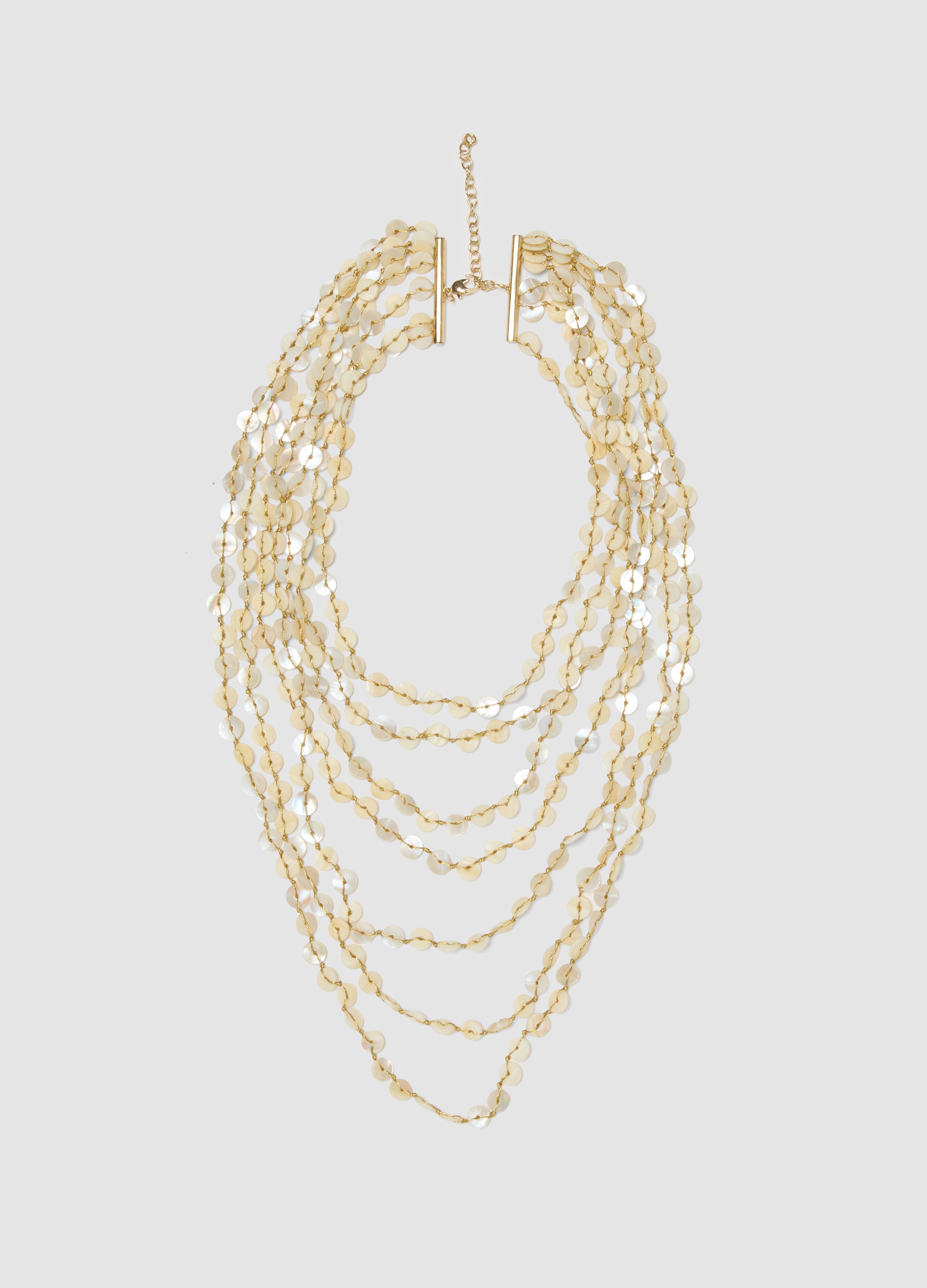 OVS, Collana Multifilo Beige Con Dischetti Perlacei, Donna, Beige, Taglia: ONE SIZE