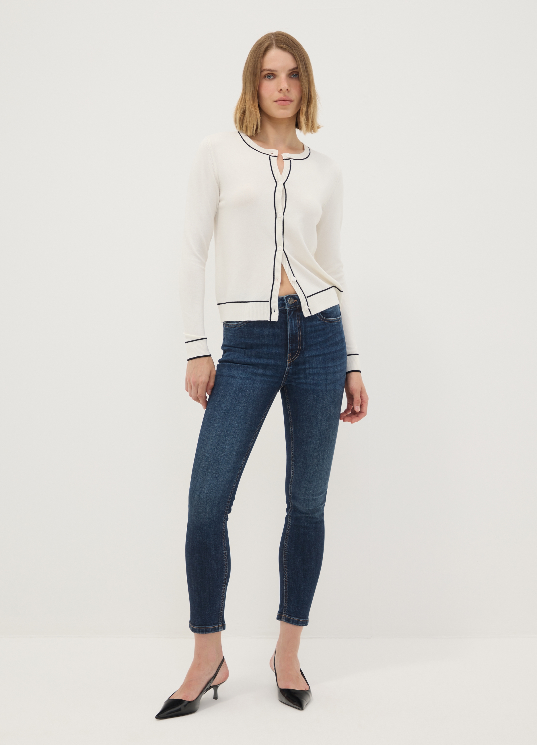 REPUBLIC OF DENIM, Jeans Lavaggio Medio Skinny Fit In Cotone Elasticizzato, Donna, Blu, Taglia: 40