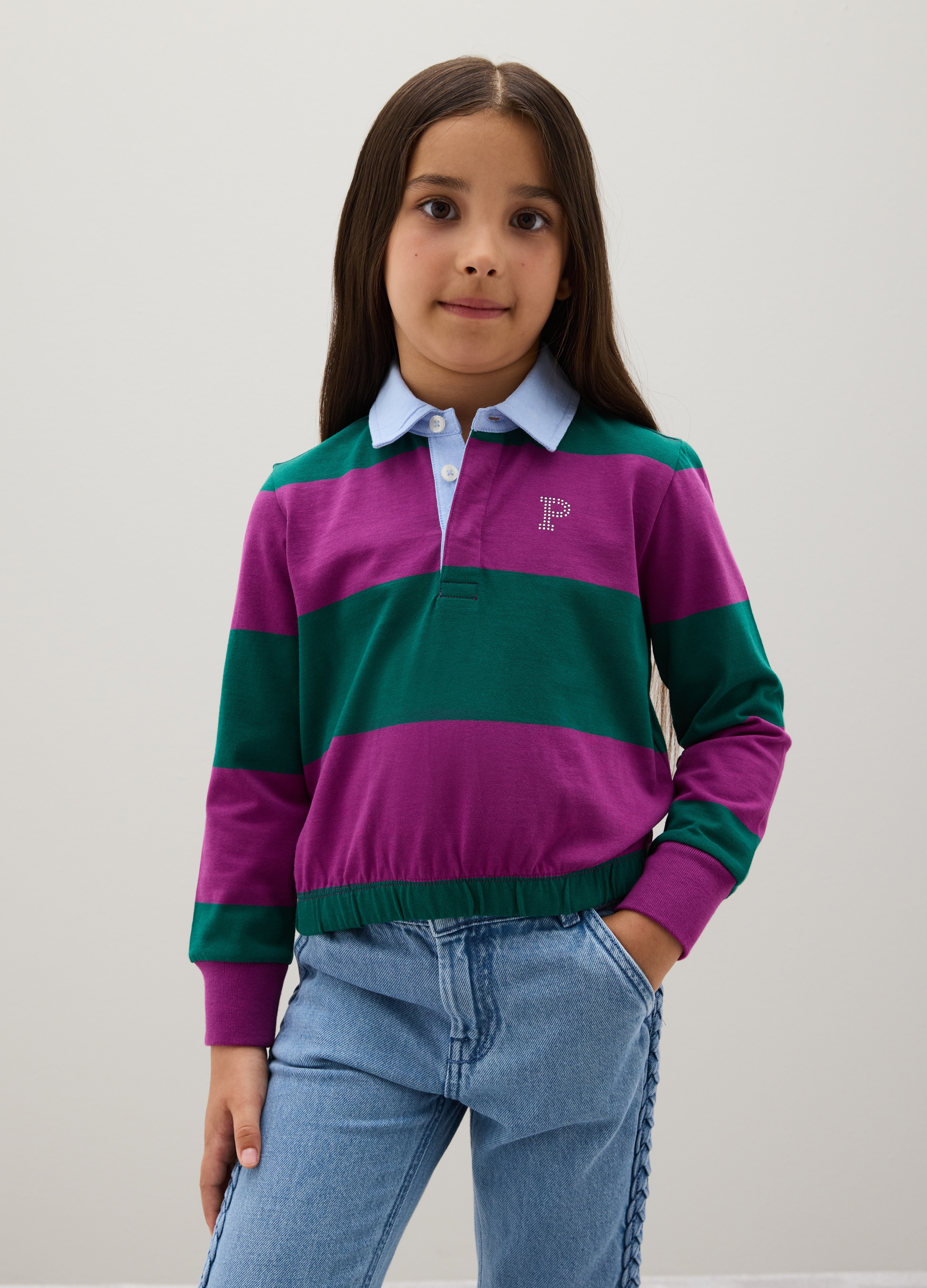PIOMBO KIDS, Polo Da Ragazza In Puro Cotone Multicolor Regular Fit, Bambina, Multicolor, Taglia: 10