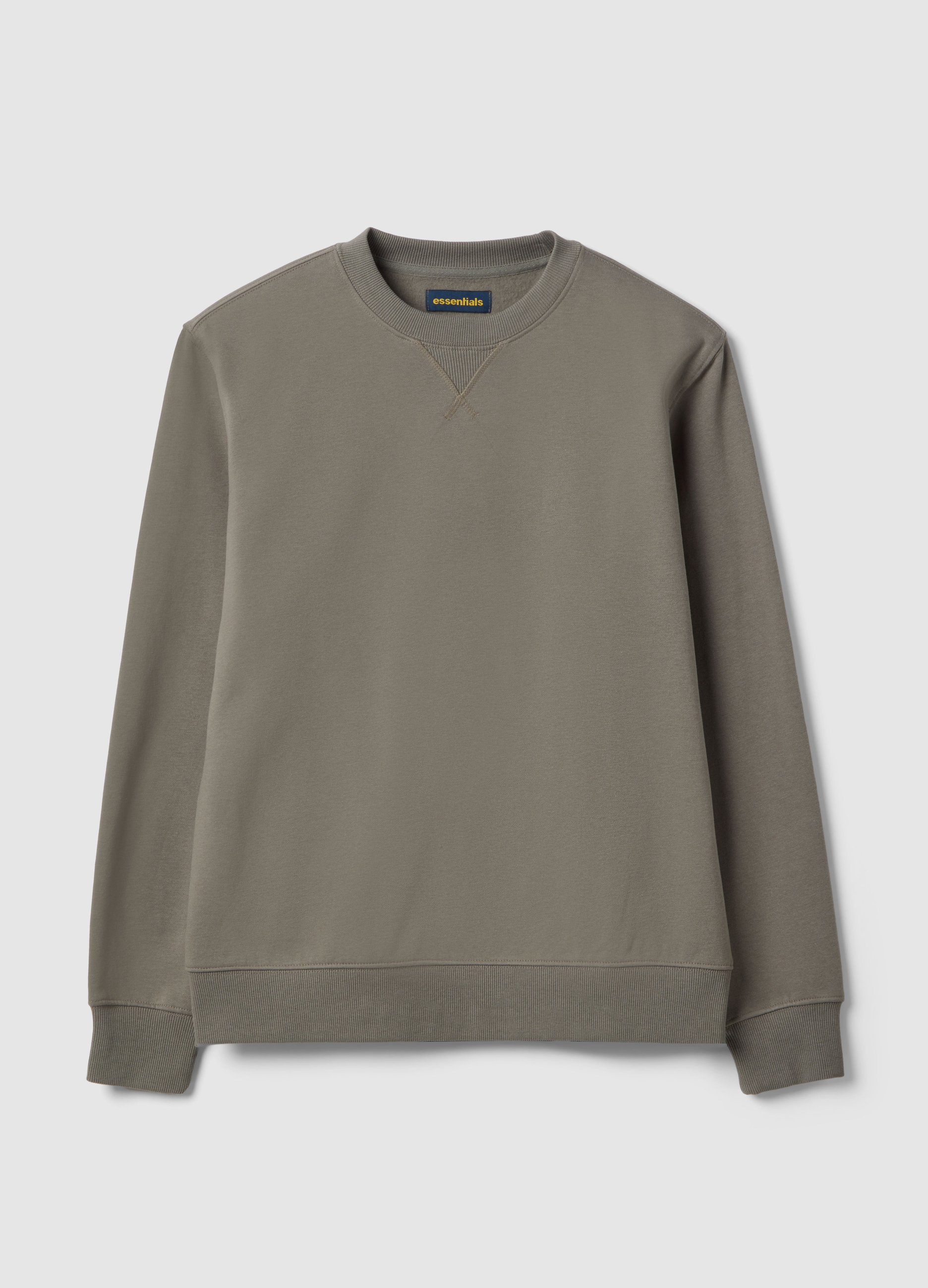 Sudadera Gris De Algodón Mezclado Corte Regular Con Cuello Redondo, Hombre, Gris jaspeado, Talla: XXL