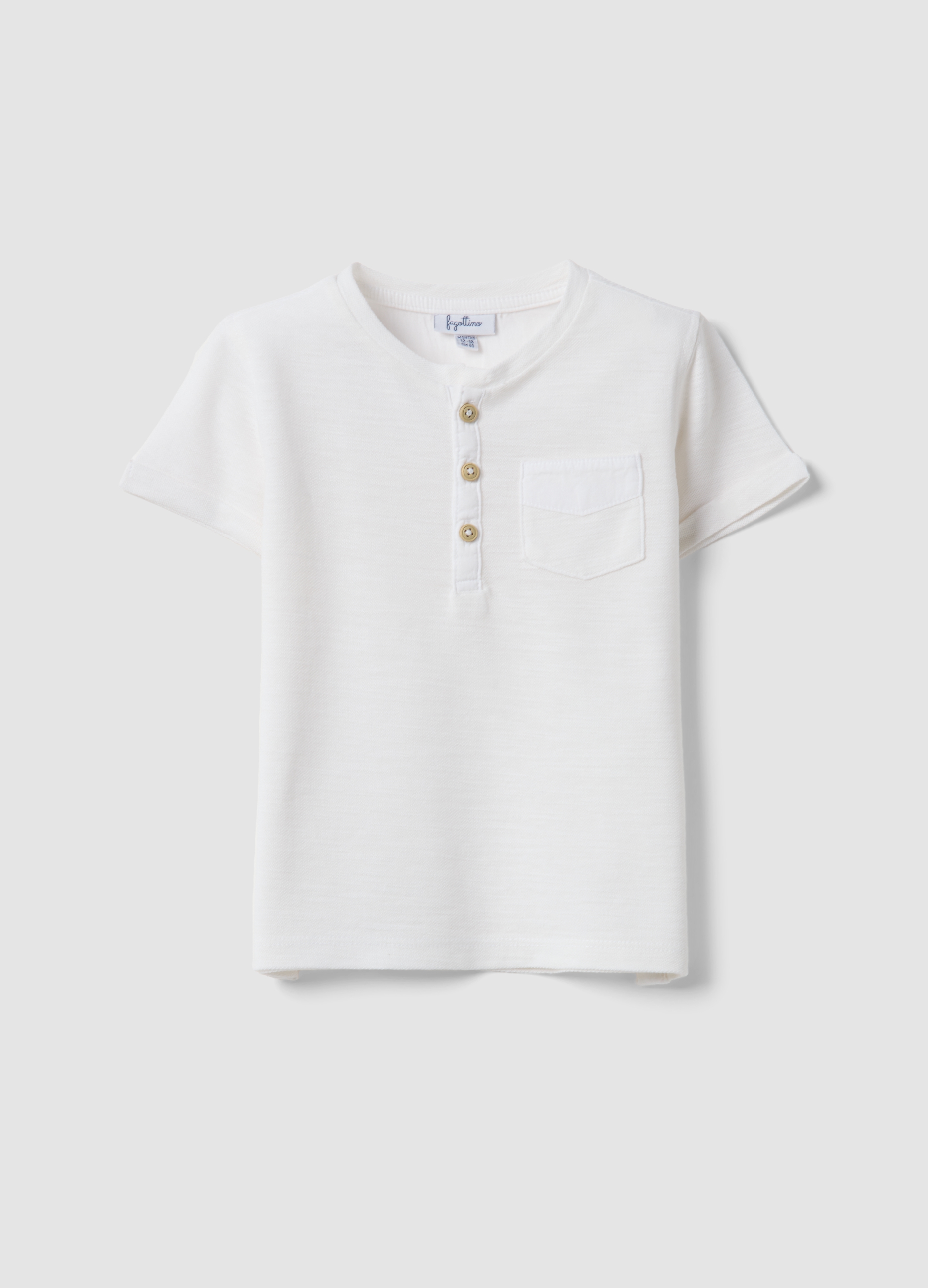 FAGOTTINO, Camiseta Blanca De Niño En Algodón Puro, Ajuste Regular Con Bolsillo, Niño, Blanco roto, Talla: 24-30