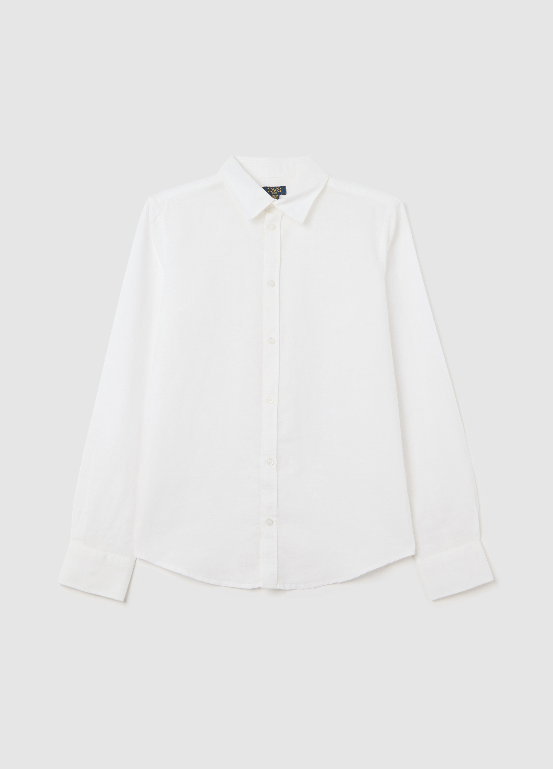 OVS, Camicia Bianca In Lino E Cotone, Bambino, Bianco, Taglia: 10-11