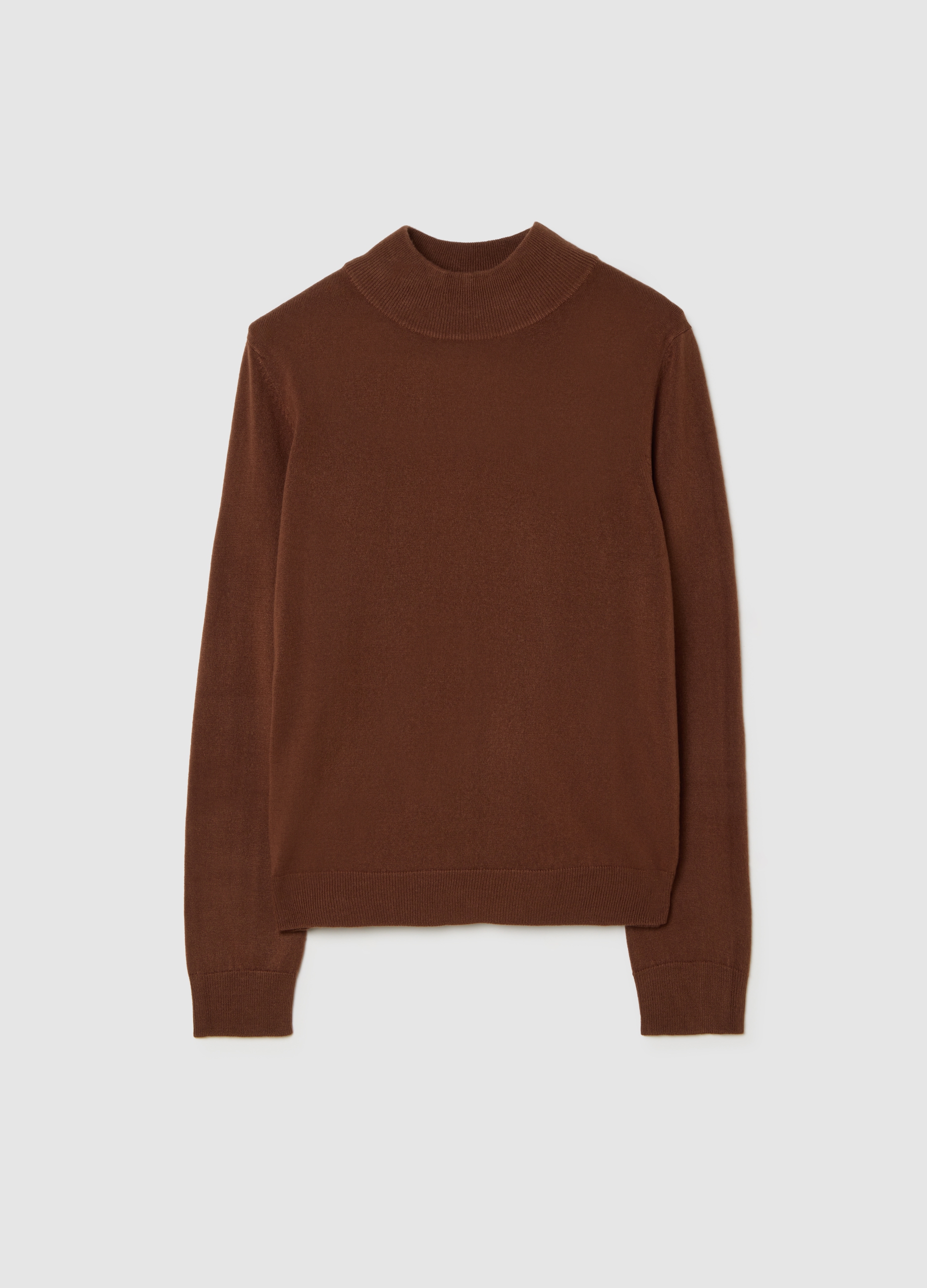 Pullover Marrone A Collo Alto, Mujer, Marrón, Talla: 42