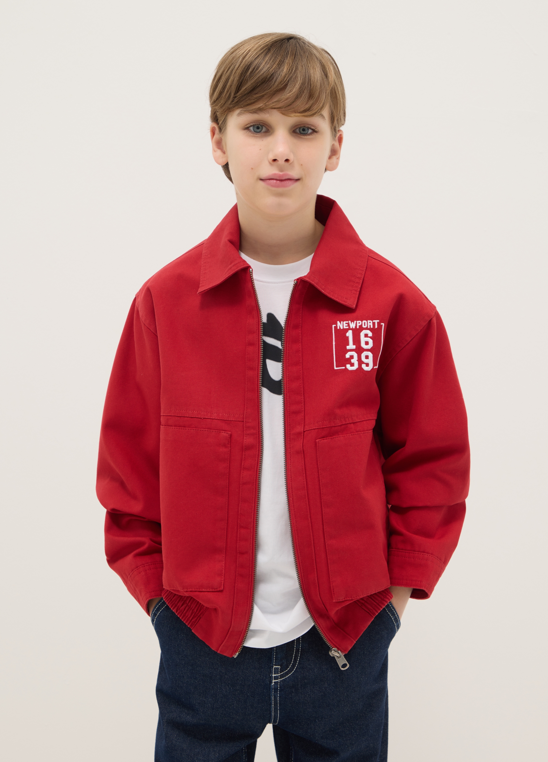OVS KIDS, Chaqueta Roja De Algodón Puro Ajuste Regular Para Chicos, Niño, Rojo Oscuro, Talla: 11-12