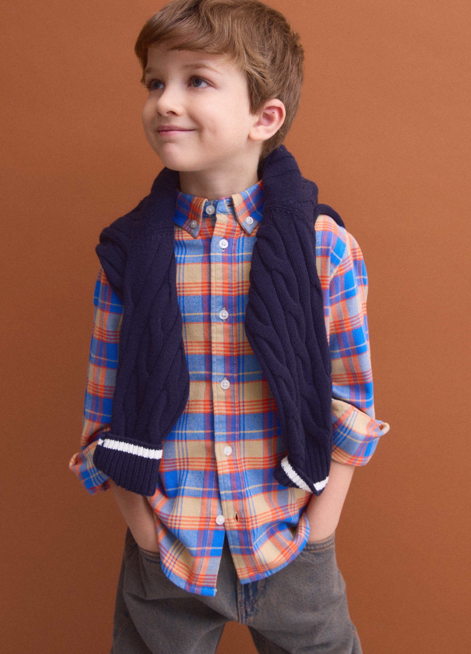 PIOMBO KIDS, Camicia Oxford Multicolor A Quadri In Puro Cotone Regular Fit, Bambino, Multicolor, Taglia: 8