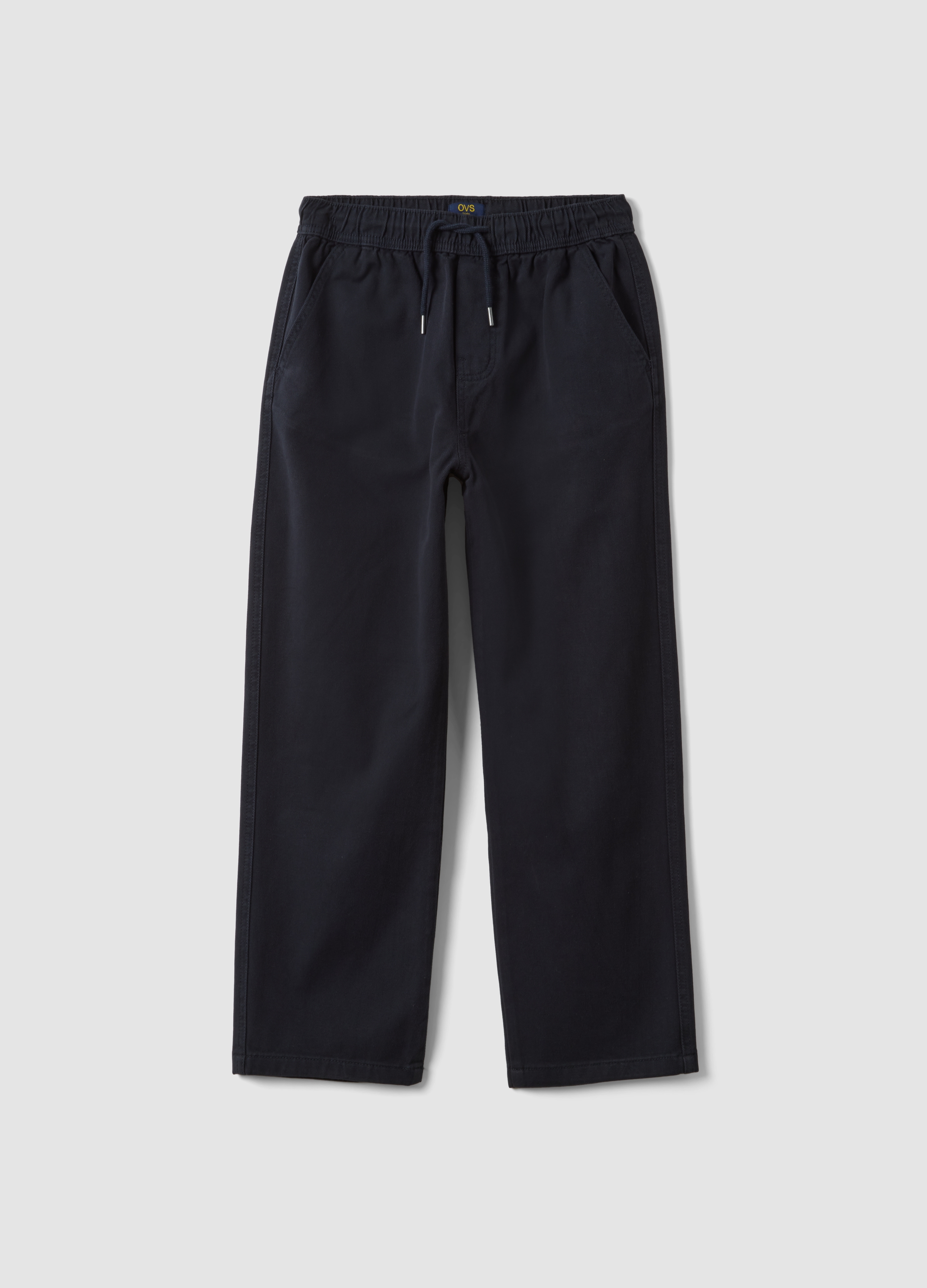 OVS KIDS, Pantaloni Blu In Cotone Elasticizzato Con Vita Elasticizzata Comfort Fit, Bambino, Blu, Taglia: 14-15