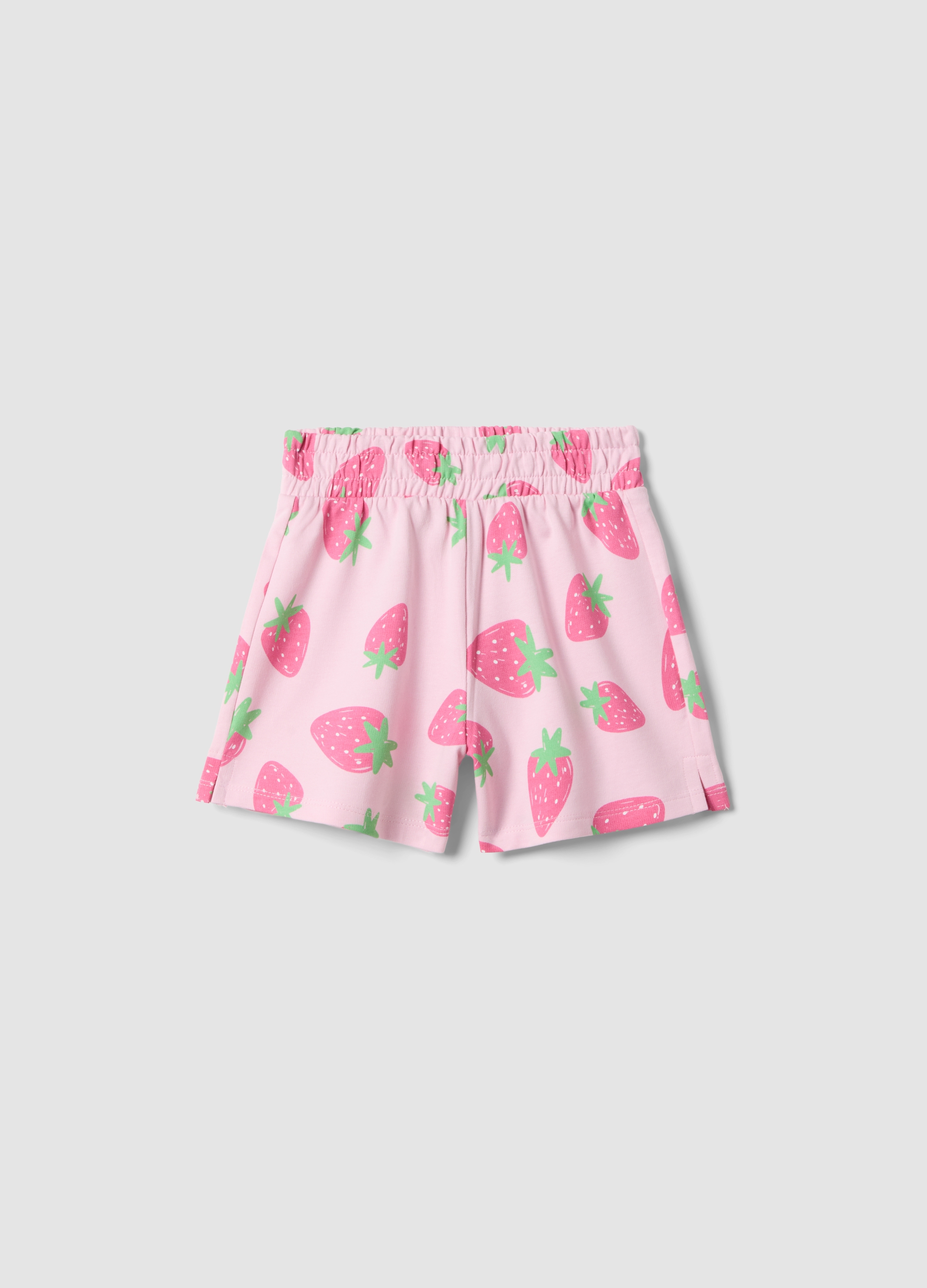 OVS KIDS, Pantalones Cortos Rosas De Algodón Puro Para Niña, Ajuste Regular, Con Fresas, Niña, Rosa Claro, Talla: 3-4
