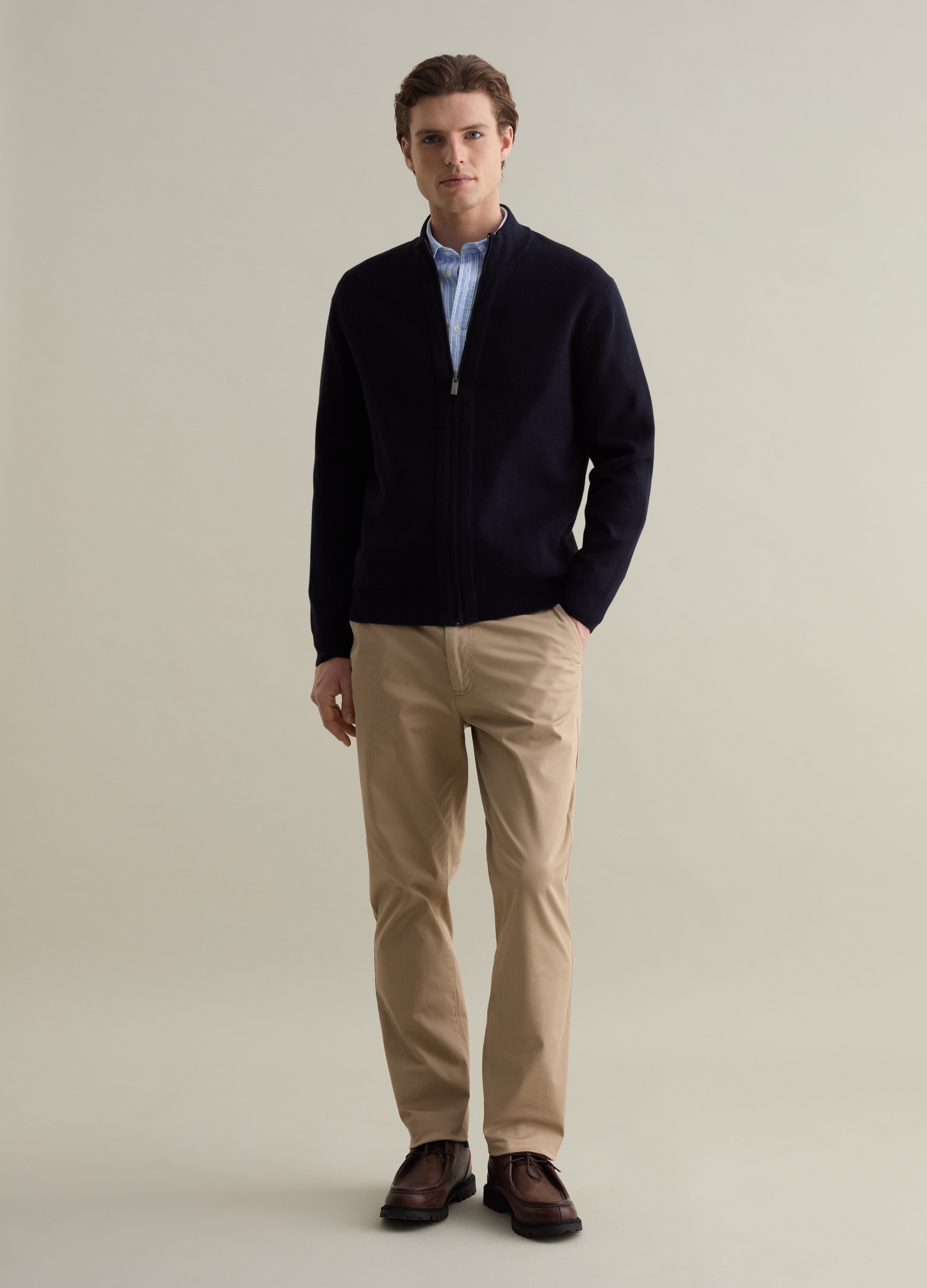 PIOMBO, Cardigan Full-zip A Collo Alto, Uomo, Blu, Taglia: XL