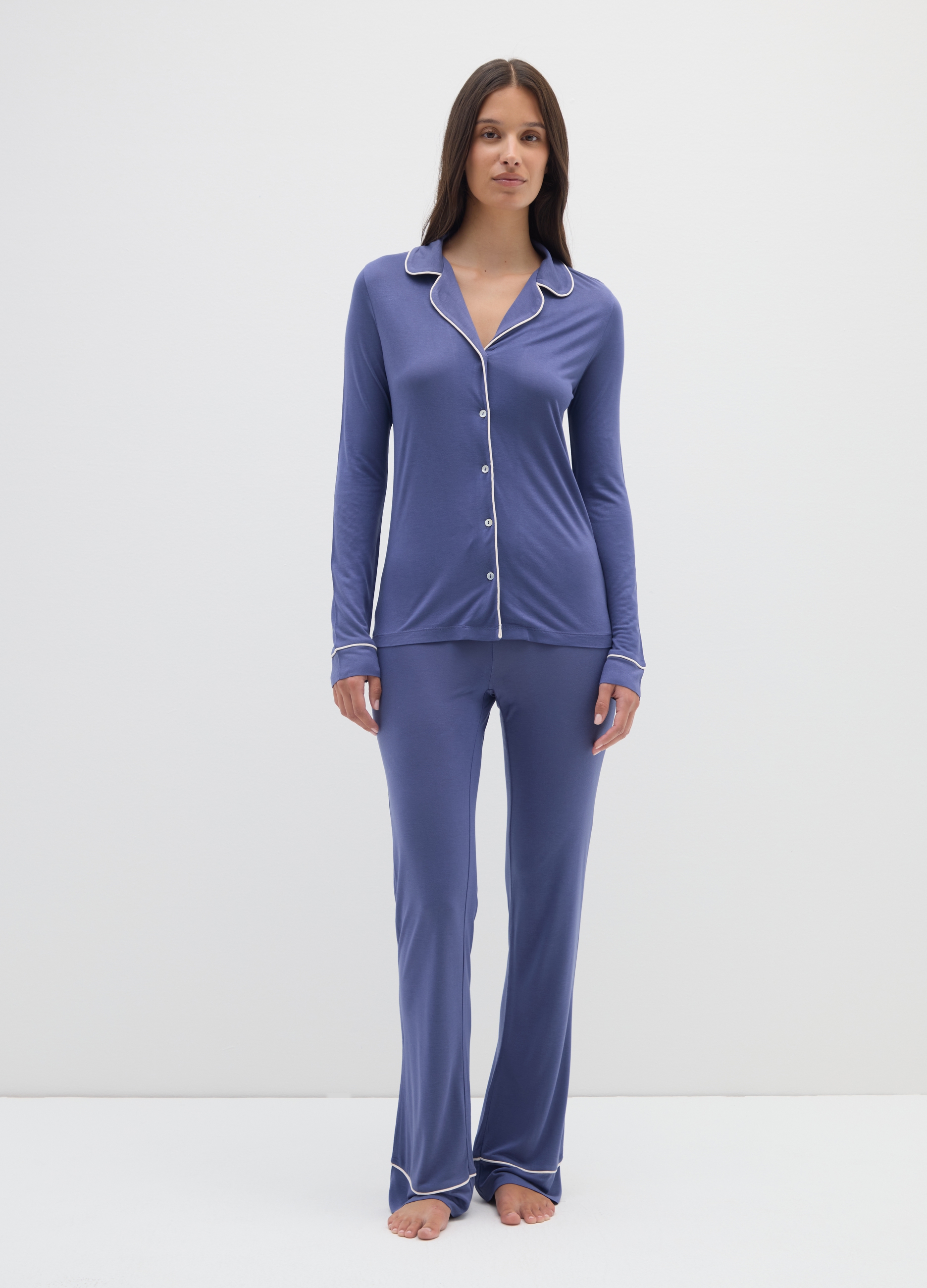 OVS, Pigiama Blu Vestibilità Regular E Chiusura A Bottoni, Donna, Blu, Taglia: M