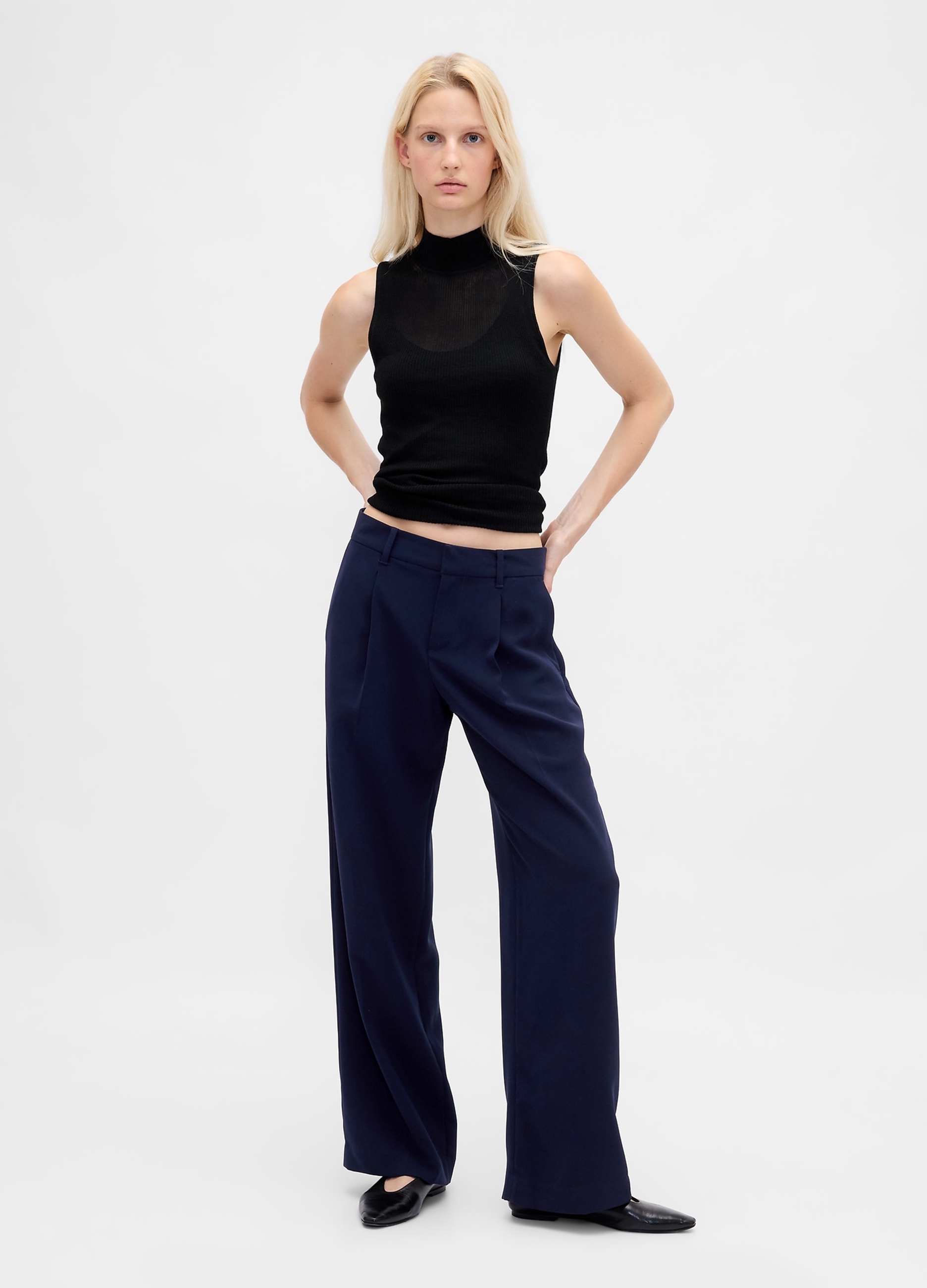 GAP, Pantaloni A Palazzo In Tessuto, Donna, Blu, Taglia: 46