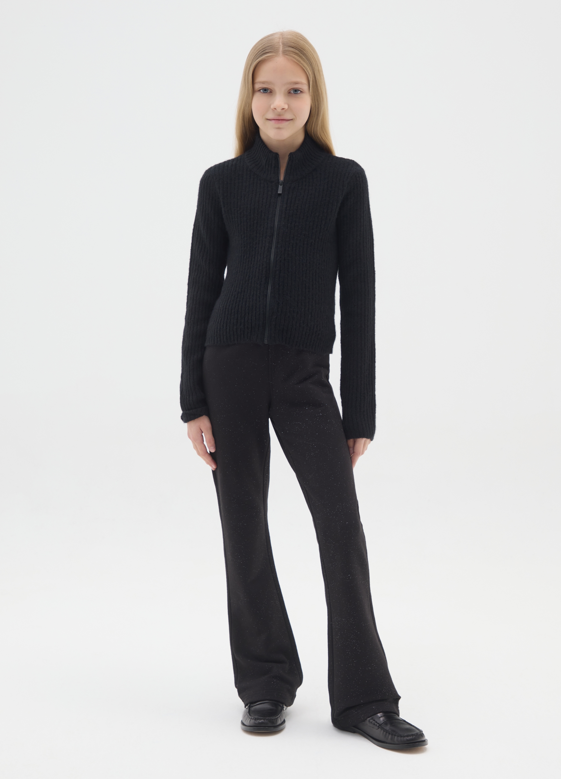 OVS KIDS, Treggings Flare Neri Da Ragazza In Cotone Elasticizzato, Bambina, Nero, Taglia: 12-13