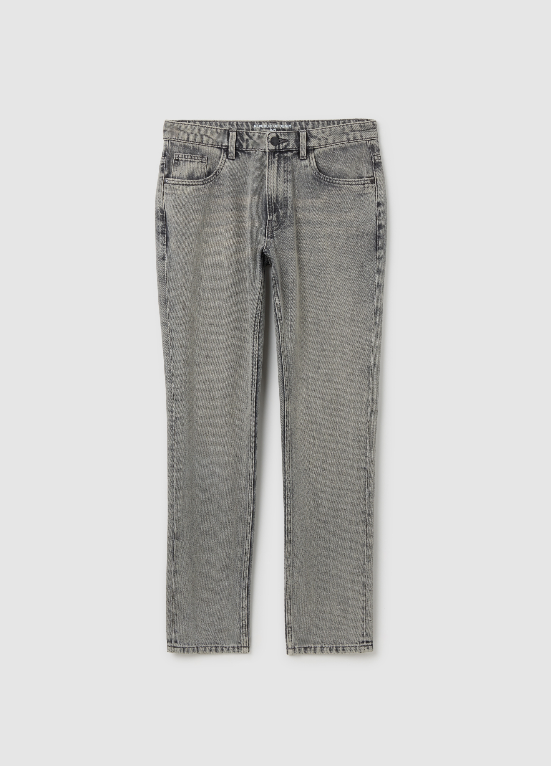 Jeans Ajustados Grises De Denim, Hombre, Gris claro, Talla: 50