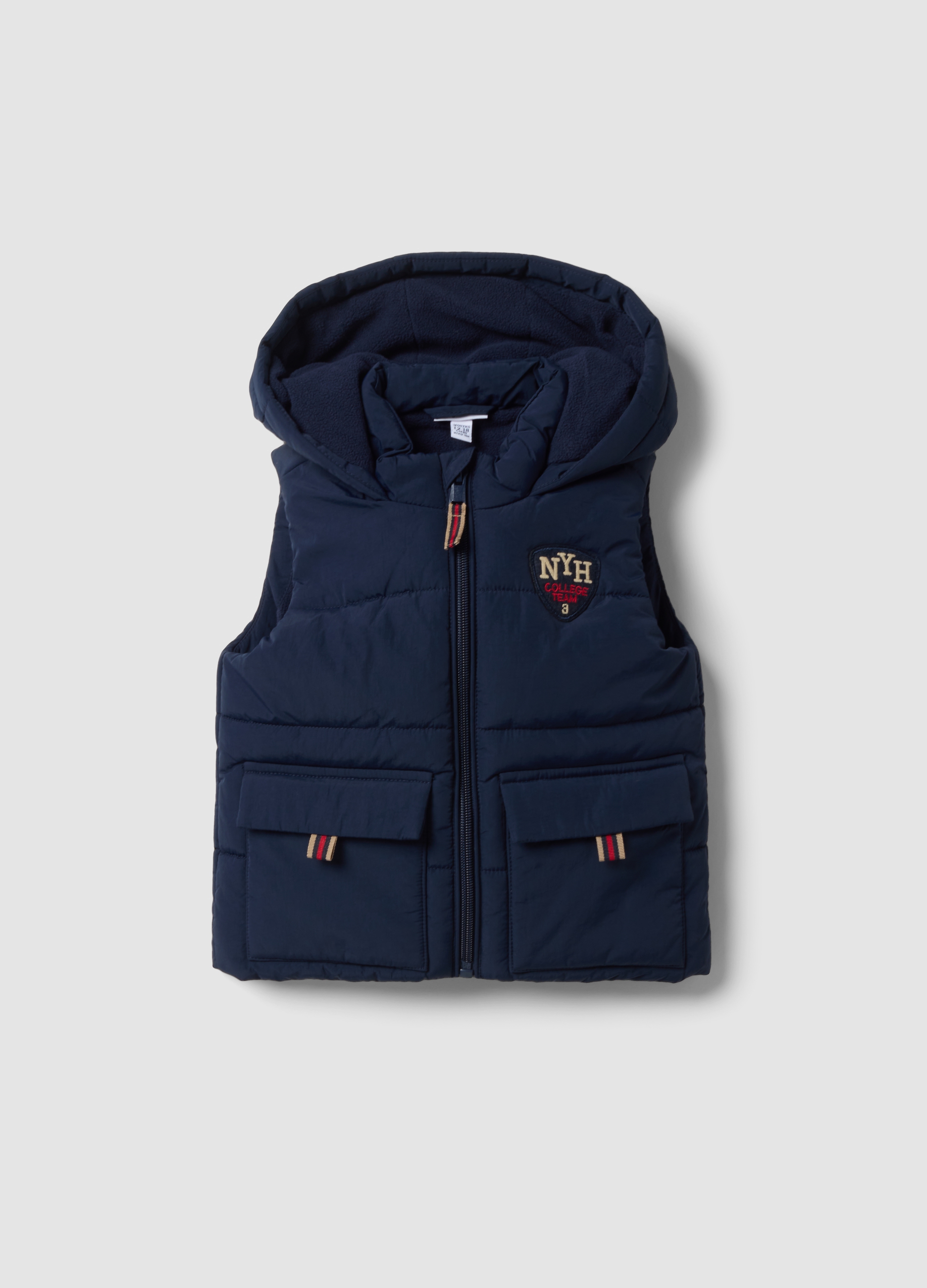 FAGOTTINO, Gilet Blu Imbottito Con Cappuccio E Zip Per Bimbo, Bambino, Blu, Taglia: 30-36