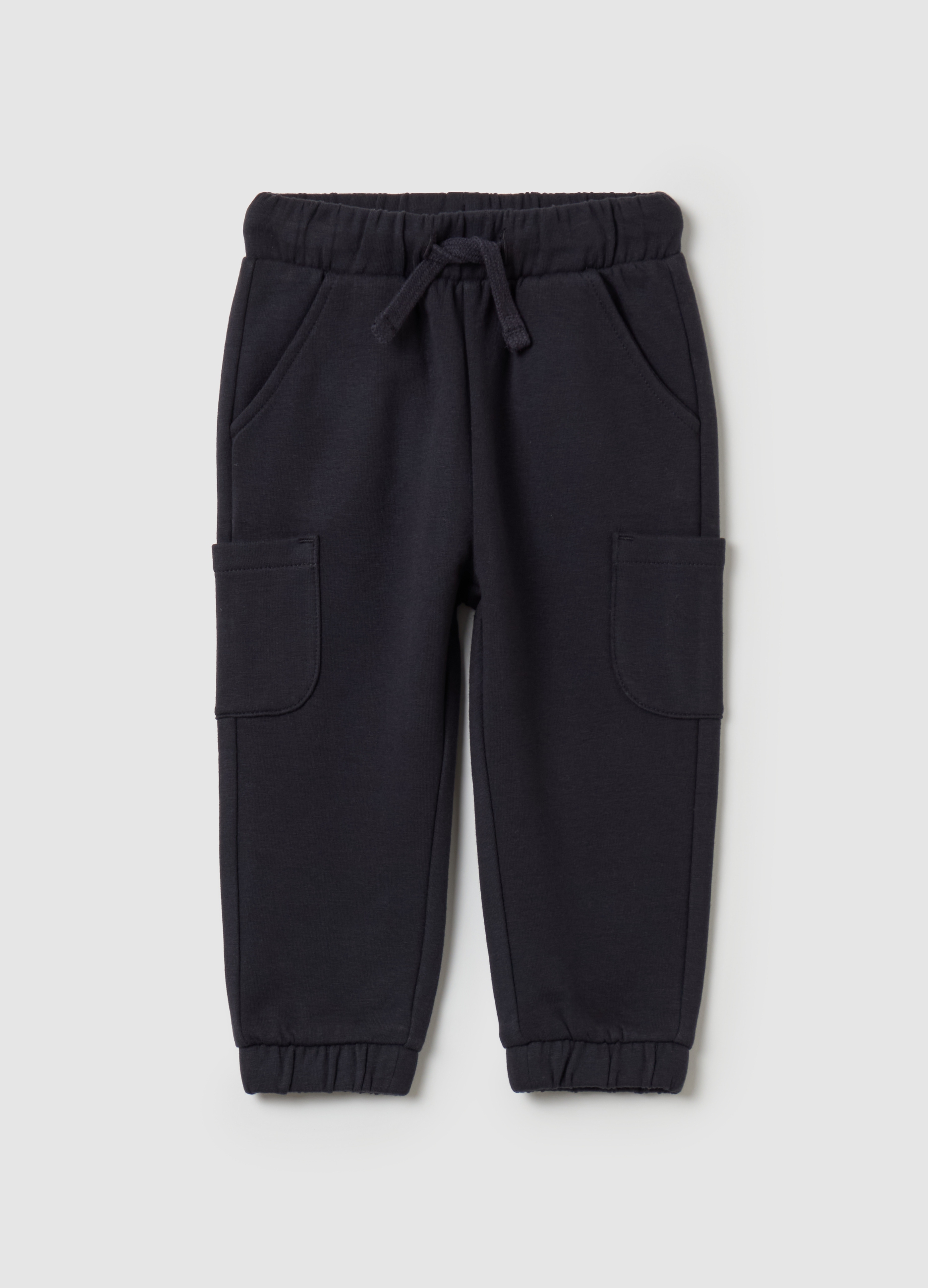 Joggers De Felpa Con Cordón De Ajuste Y Bolsillos, Niña, Azul Noche, Talla: 12-18