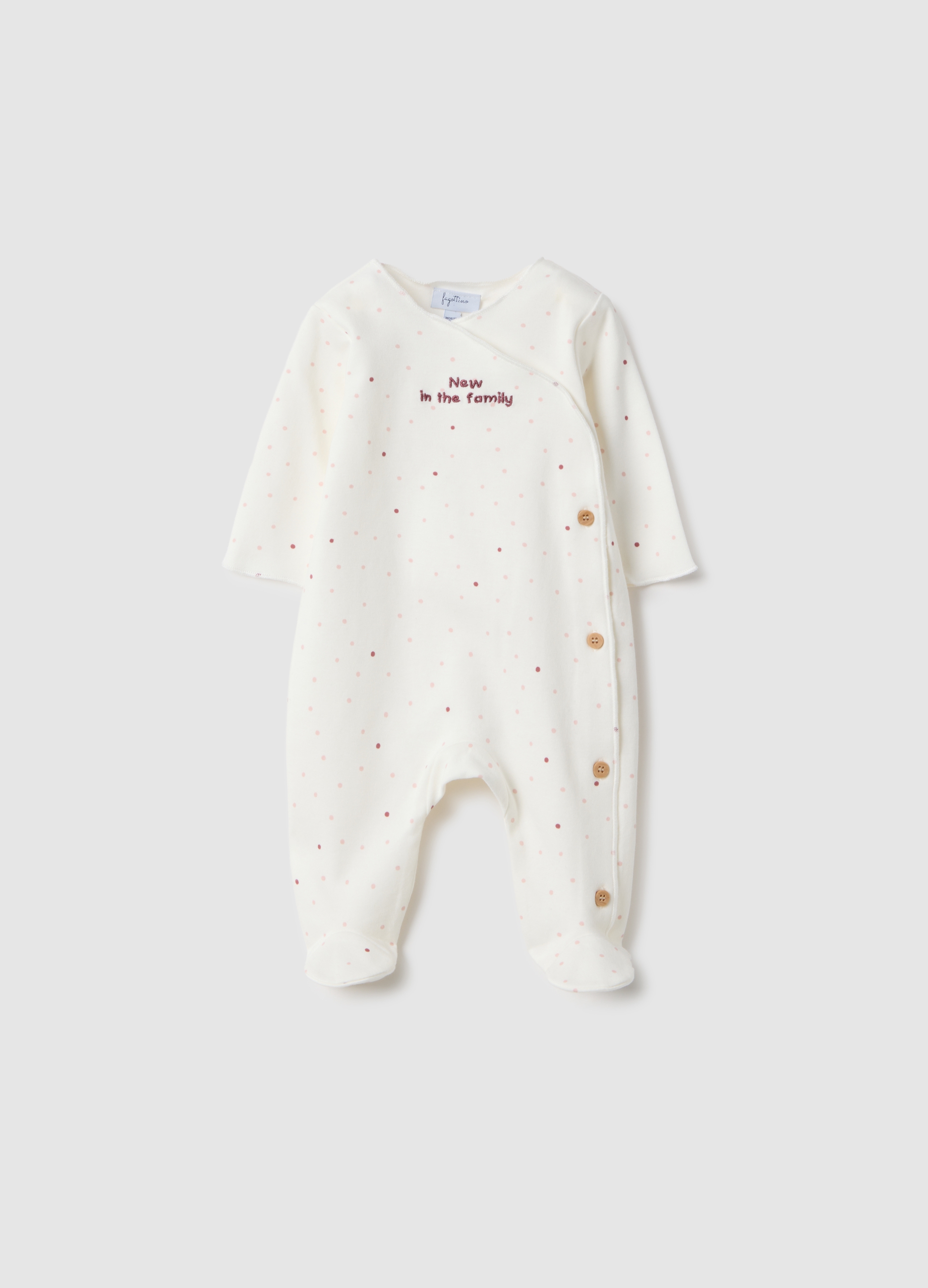 FAGOTTINO, Tutina In Puro Cotone Bianca Da Neonata Regular Fit Con Pois, Bianco, Taglia: 1-3