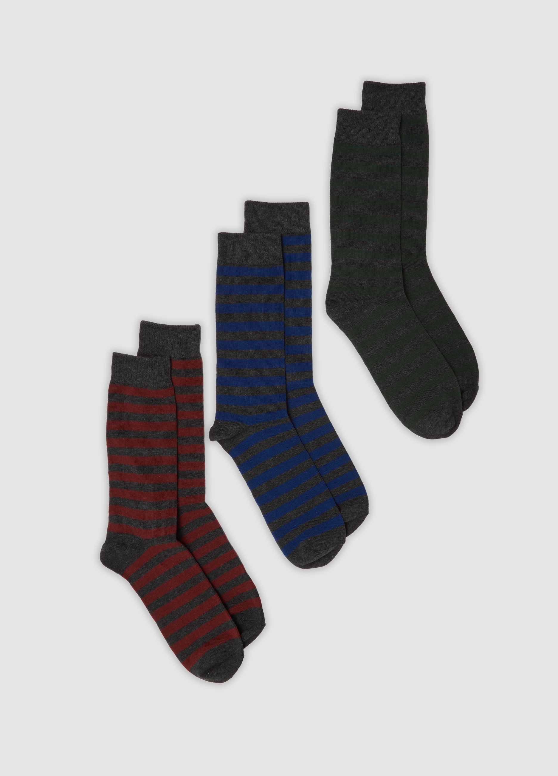 OVS, Tripack Di Calze Midi Blu In Cotone Organico Elasticizzato, Uomo, Blu, Taglia: 43-46