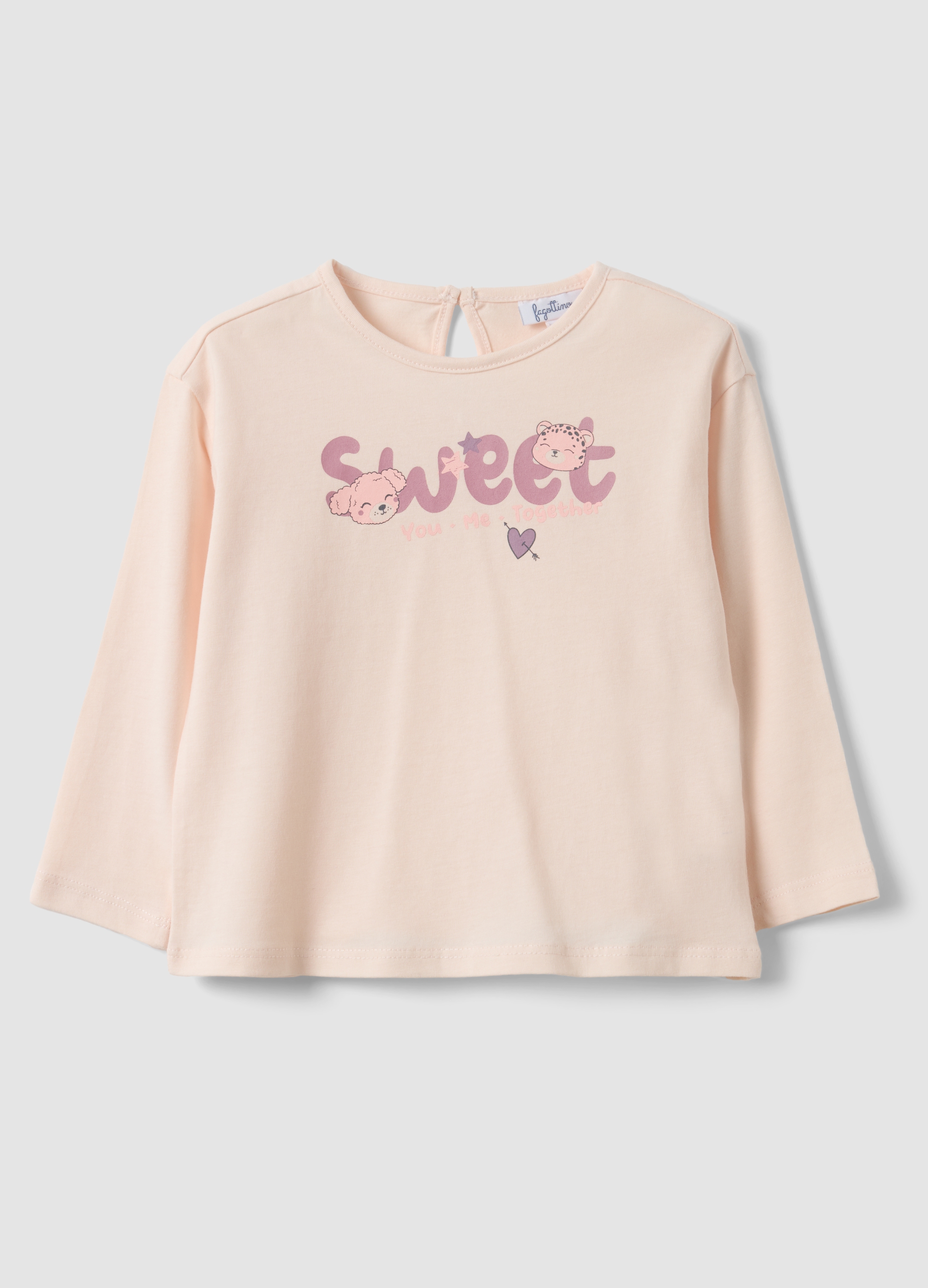 FAGOTTINO, Maglietta Rosa A Maniche Lunghe In Cotone Organico Con Stampa Per Bimba, Bambina, Rosa, Taglia: 18-24