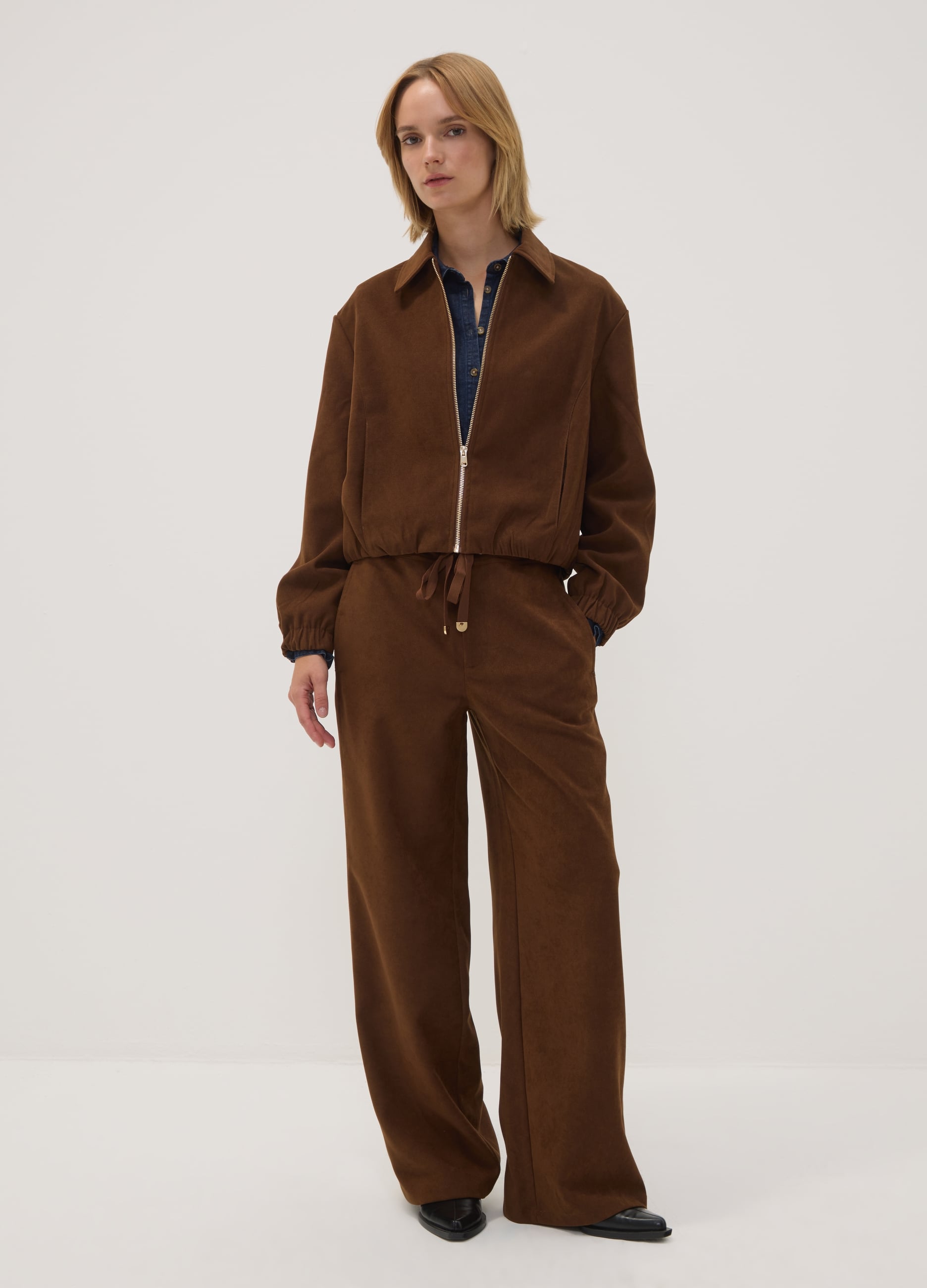 OVS, Pantaloni Marroni In Tessuto Elasticizzato Straight Fit, Donna, Marrone, Taglia: XS