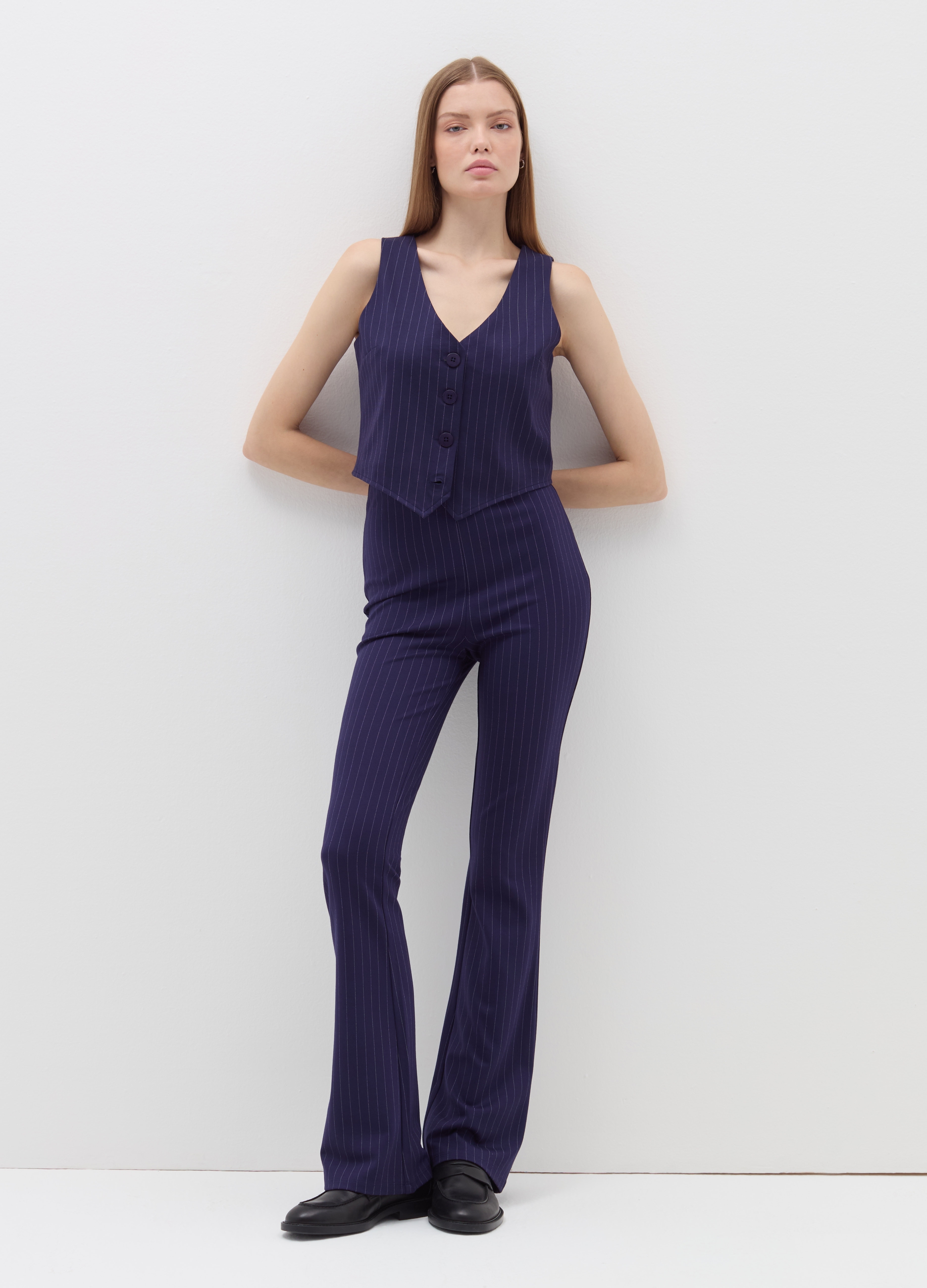 B.ANGEL, Leggings Flare Fit Stretch, Donna, Blu, Taglia: L