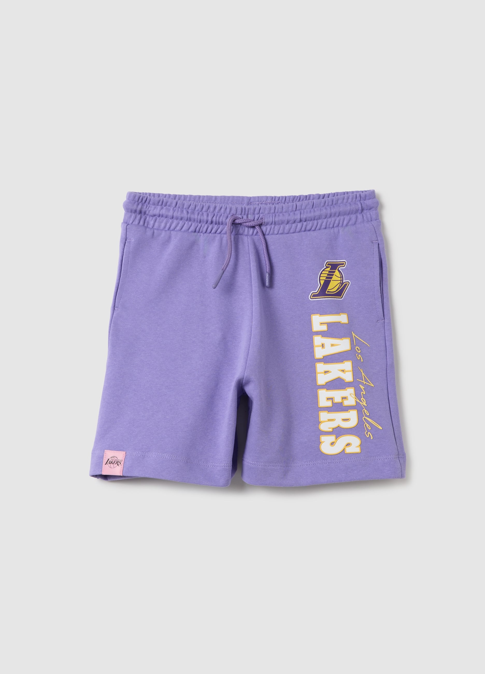 NBA, Bermuda Jogger Viola Con Coulisse Nba Los Angeles Lakers, Bambina, Viola, Taglia: 10-11