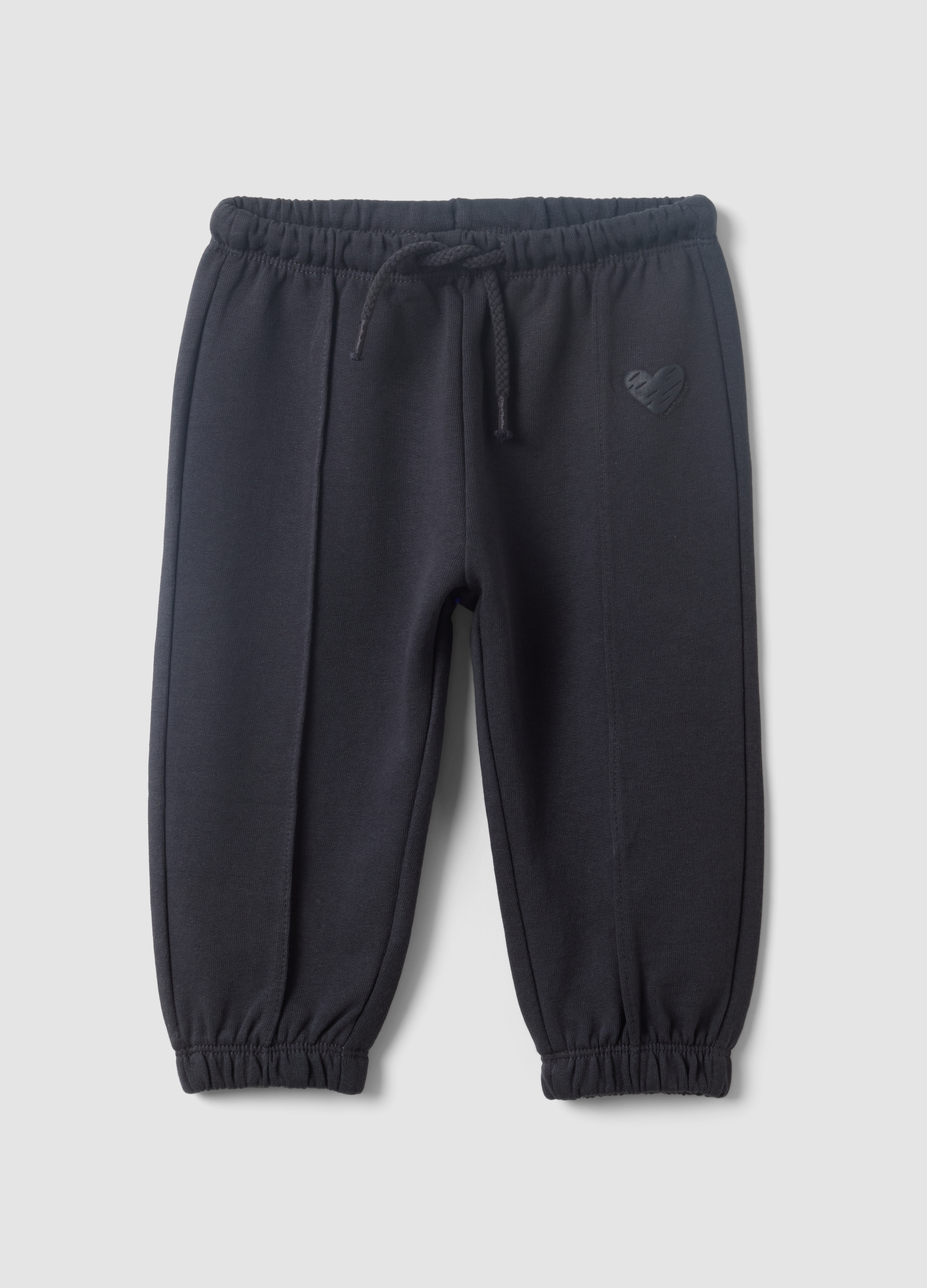 FAGOTTINO, Pantaloni Jogger Neri In Puro Cotone Con Stampa Cuore Comfort Fit Per Bimba, Bambina, Nero, Taglia: 30-36
