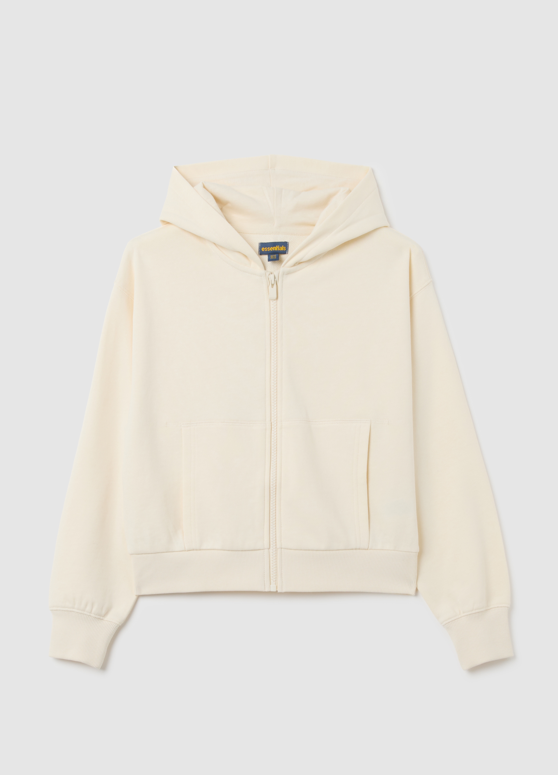 Sudadera Beige De Algodón Puro Ajuste Regular Para Niña, Niña, Beige Claro, Talla: 14-15