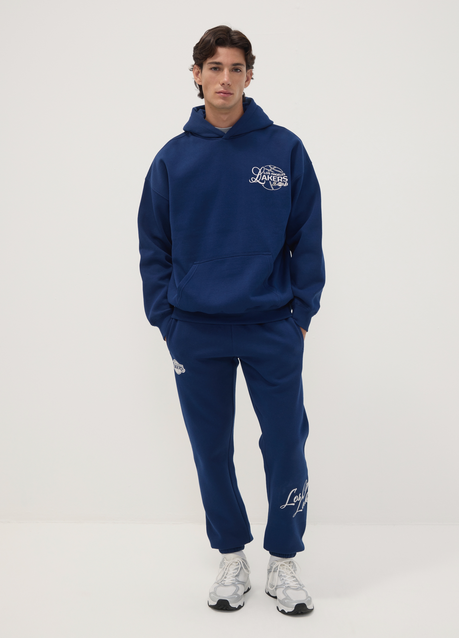 NBA, Pantaloni Jogger Blu In Misto Cotone Con Stampa Lakers, Uomo, Blu, Taglia: XXL