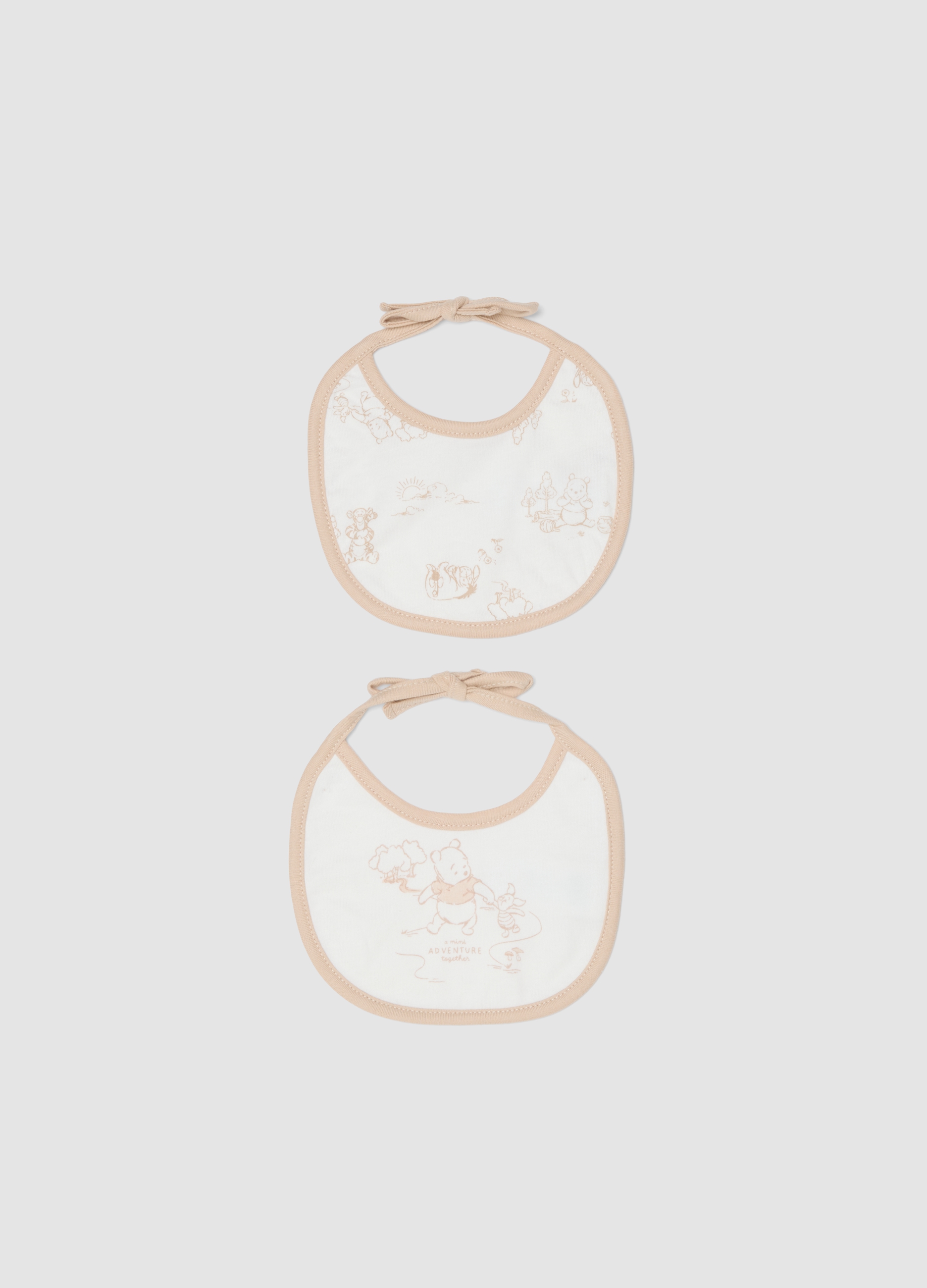 FAGOTTINO, Pack De 2 Baberos De Algodón Puro Multicolor Para Bebé Niña Winnie-the-pooh, Unisex, Blanco/beige, Talla: T.U.