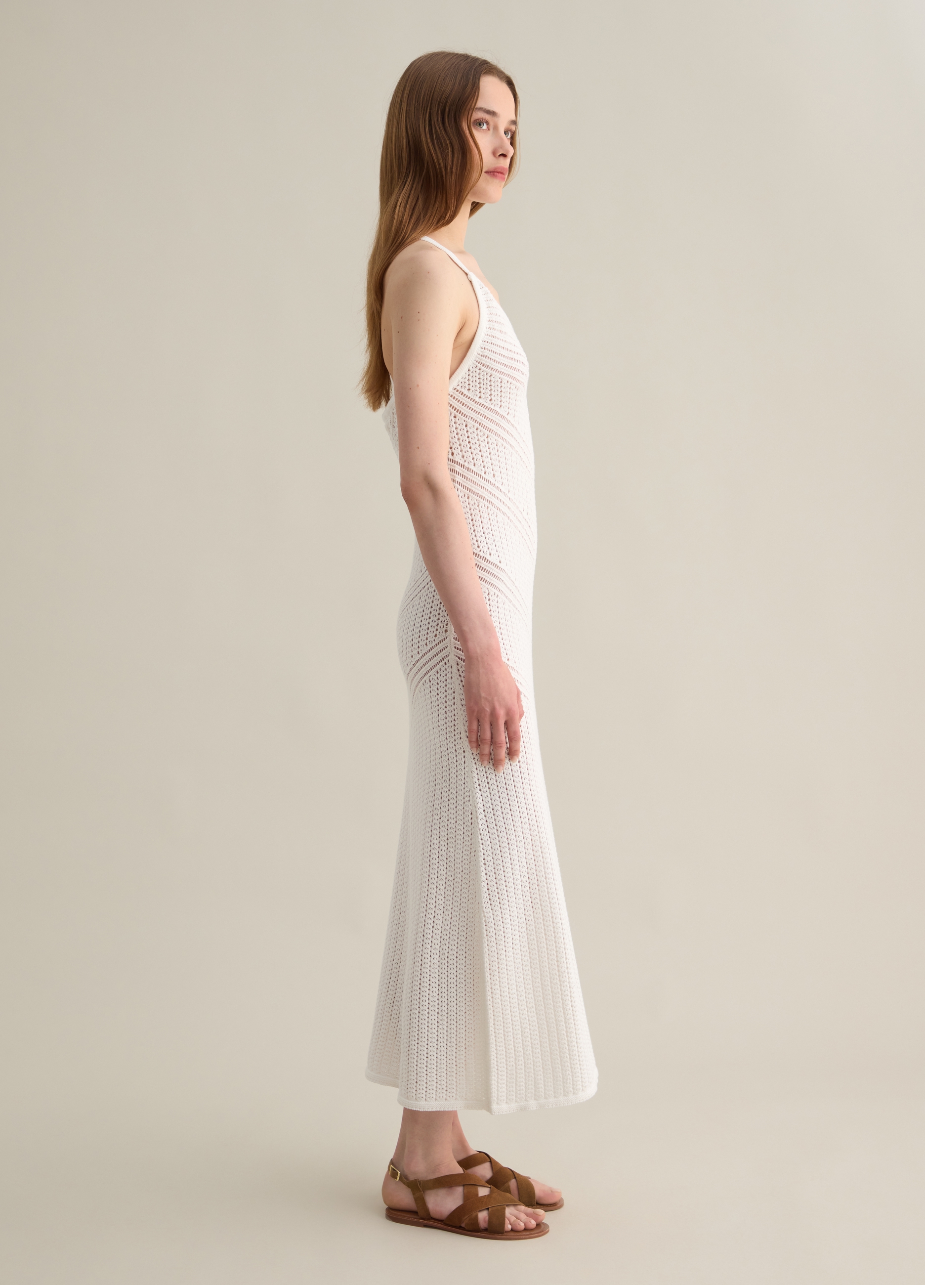 OVS, Vestido Blanco De Algodón Puro Con Cuello Americano, Mujer, Blanco, Talla: 38