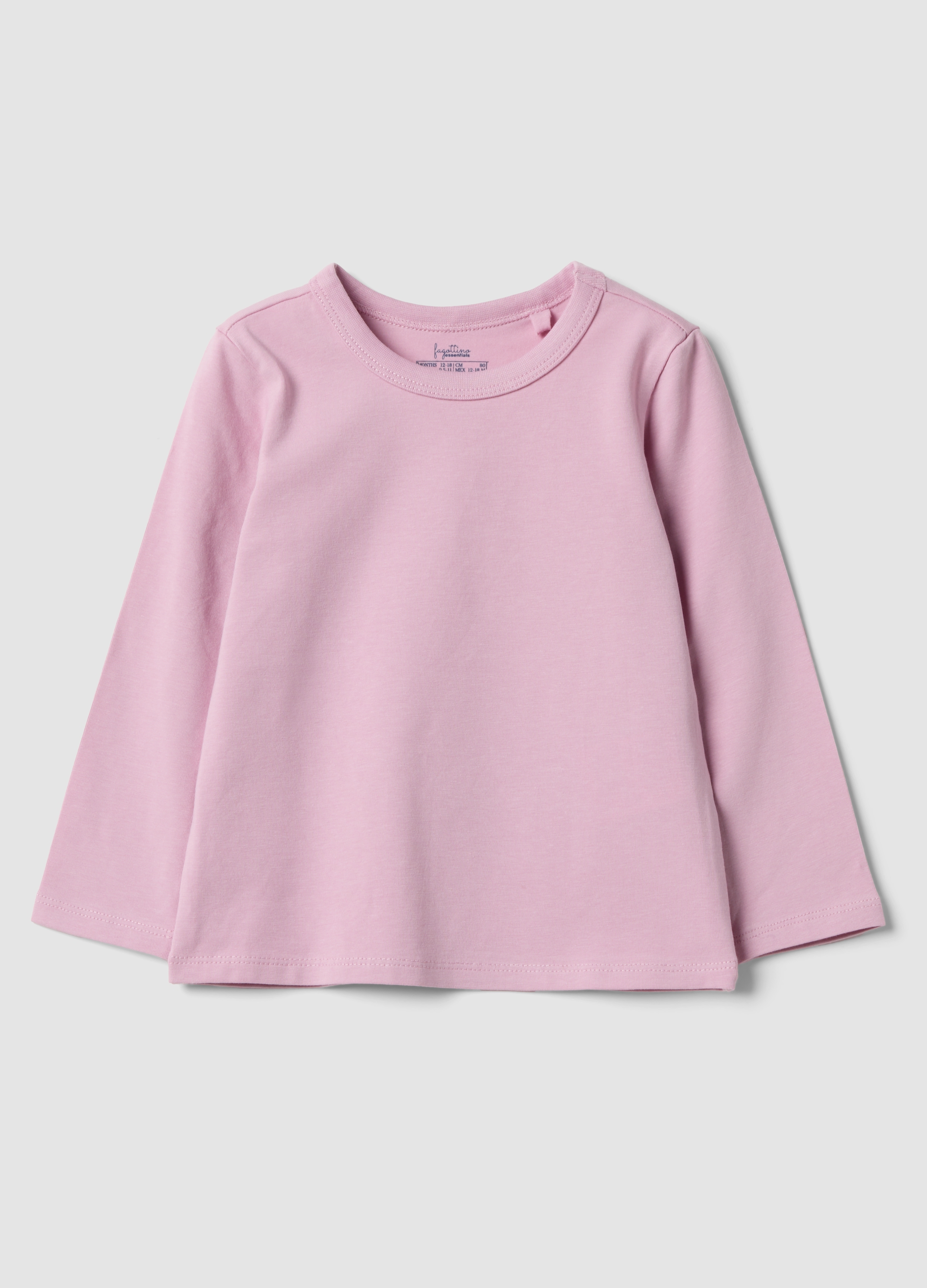 FAGOTTINO, Maglietta Rosa A Maniche Lunghe In Cotone Organico, Bambina, Rosa, Taglia: 12-18