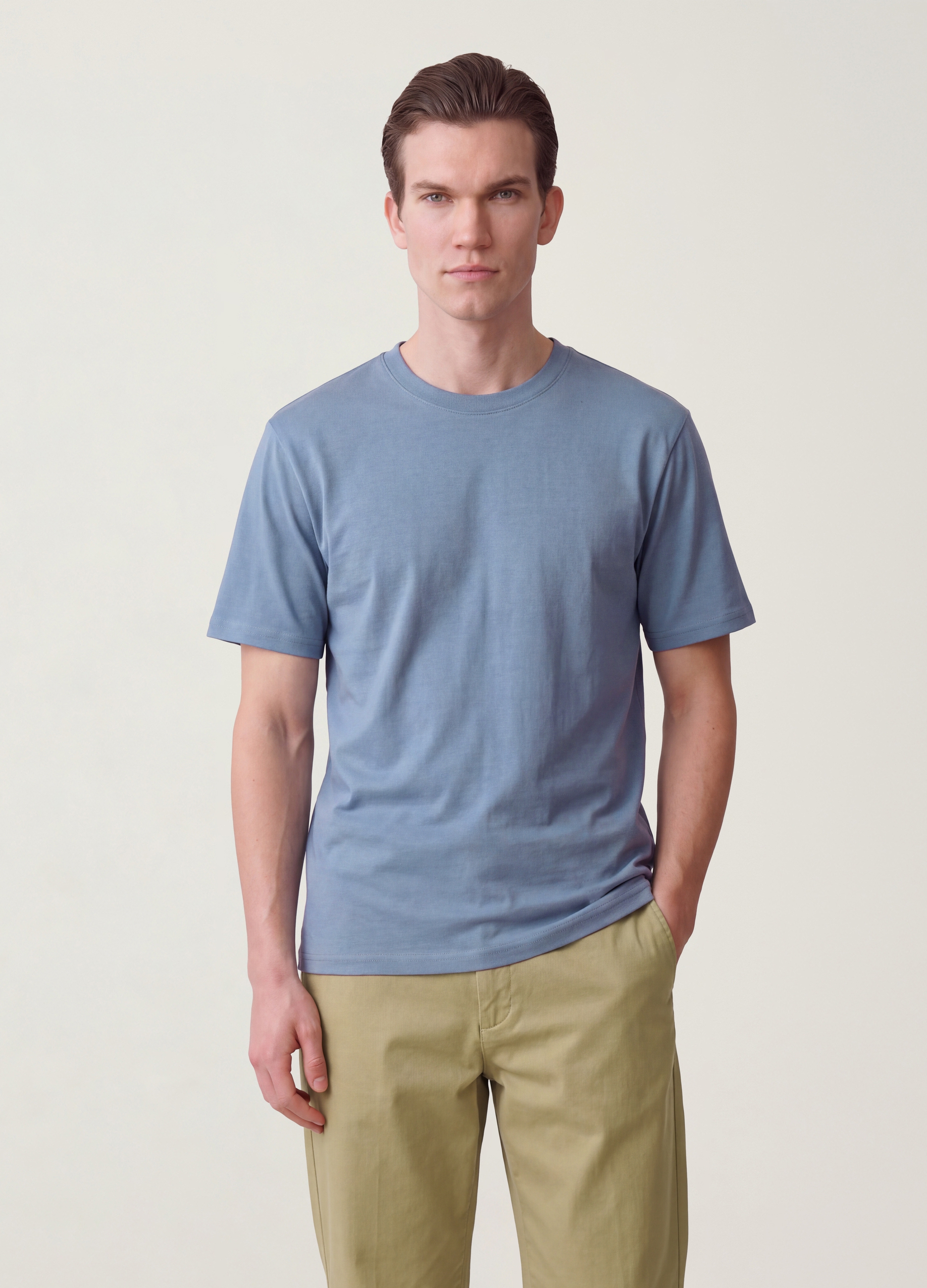 OVS, T-shirt The Iconic Tee Blu In Puro Cotone A Maniche Corte Relaxed Fit, Uomo, Blu, Taglia: XL