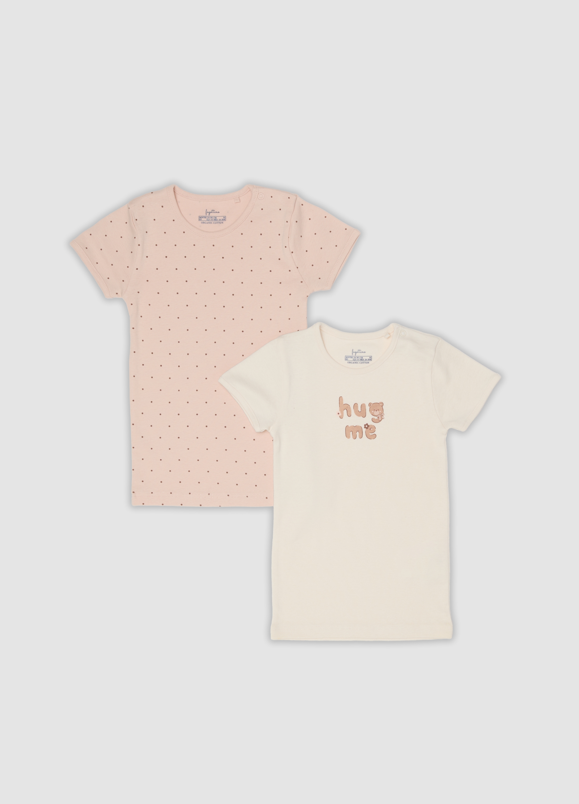 FAGOTTINO, Bipack T-shirt Multicolor In Puro Cotone Organico A Girocollo Con Stampa, Bambina, Multicolor, Taglia: 30-36