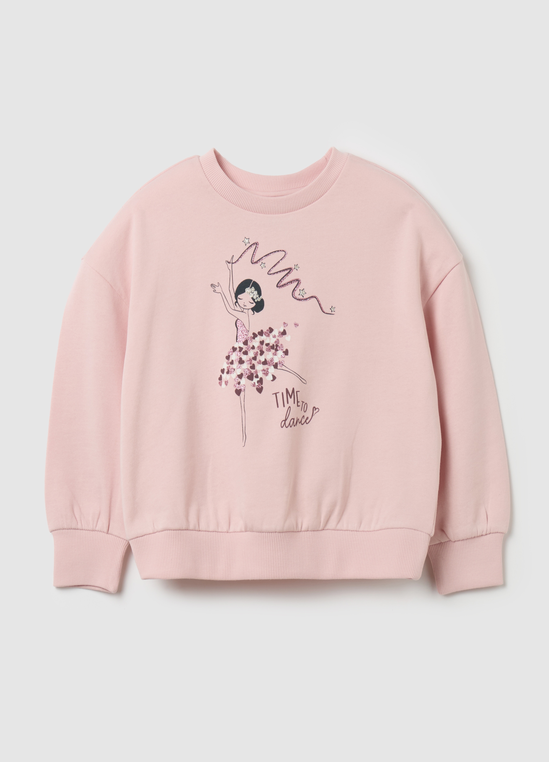 OVS KIDS, Sudadera De Algodón Con Estampado Purpurina, Niña, Rosa claro, Talla: 4-5