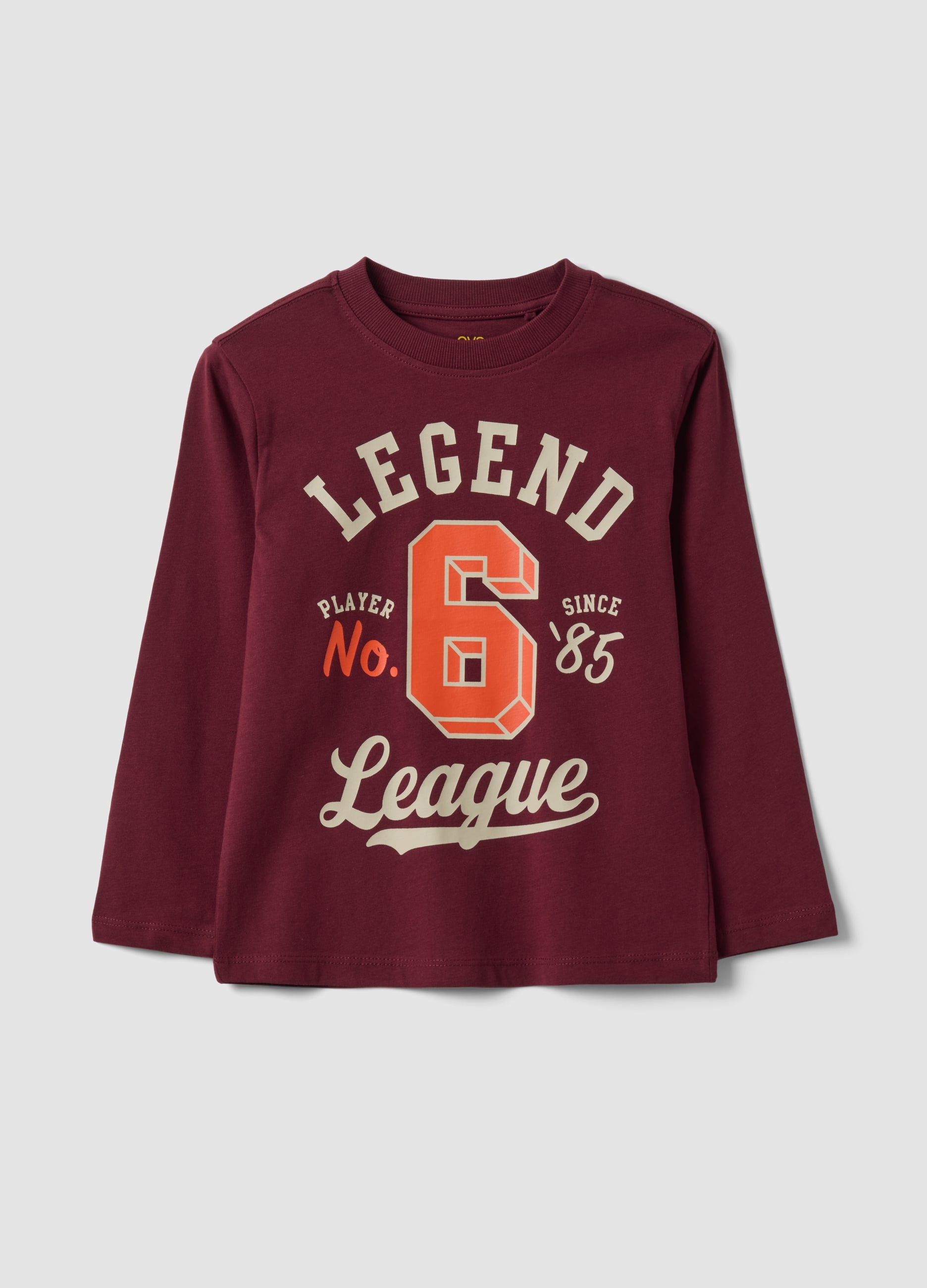 OVS KIDS, T-shirt Viola In Puro Cotone Organico Con Girocollo, Bambino, Rosso, Taglia: 8-9