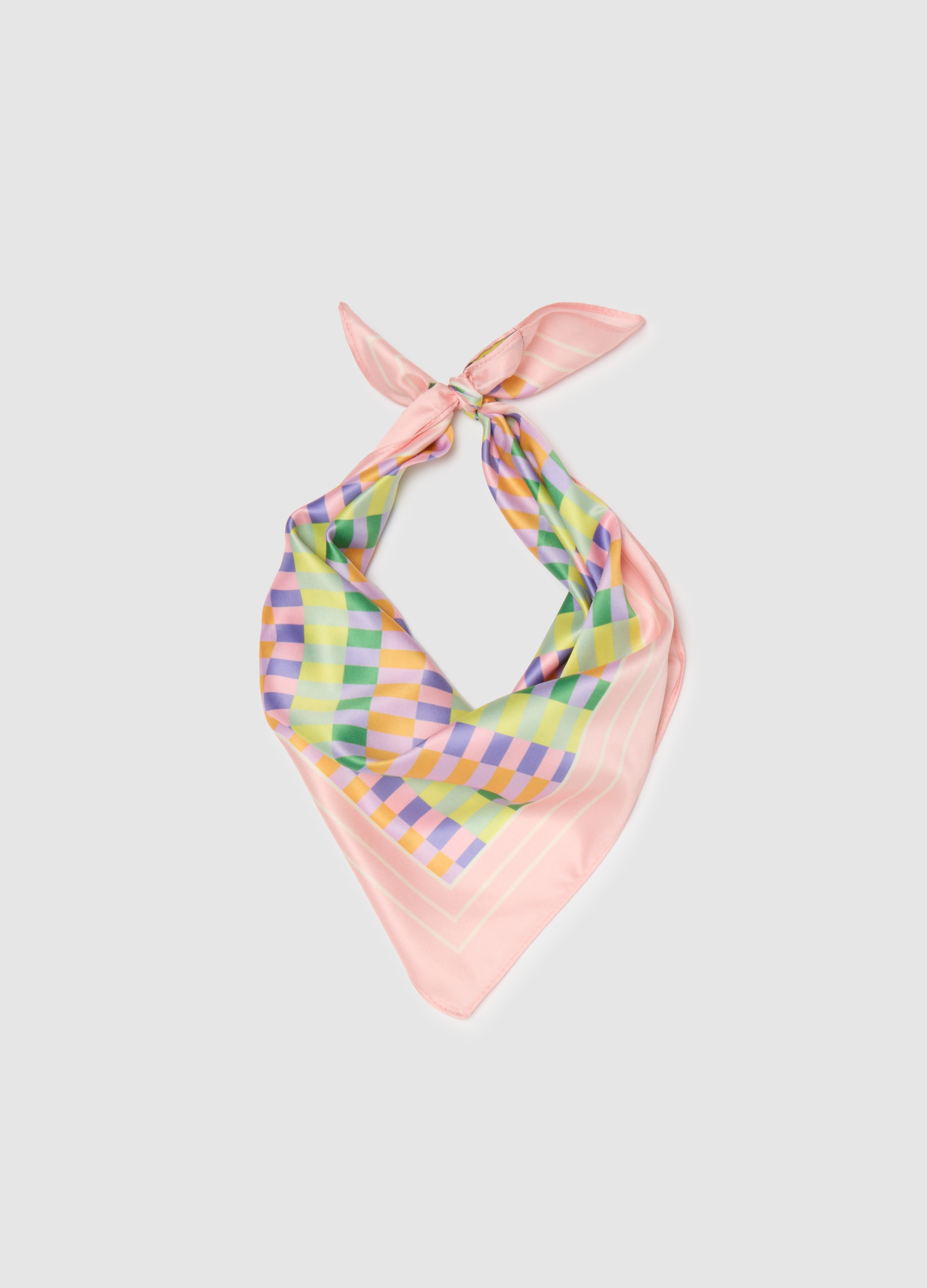 Foulard Multicolor Regular Fit Con Fantasia A Righe, Mujer, Amarillo/Rosa, Talla: FASUL