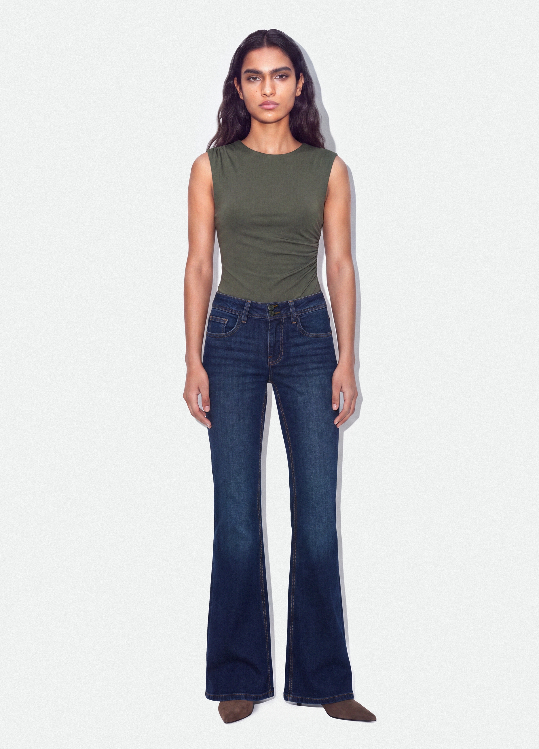 B.ANGEL, Jeans Blu In Cotone Elasticizzato Flare Fit, Donna, Denim, Taglia: 42