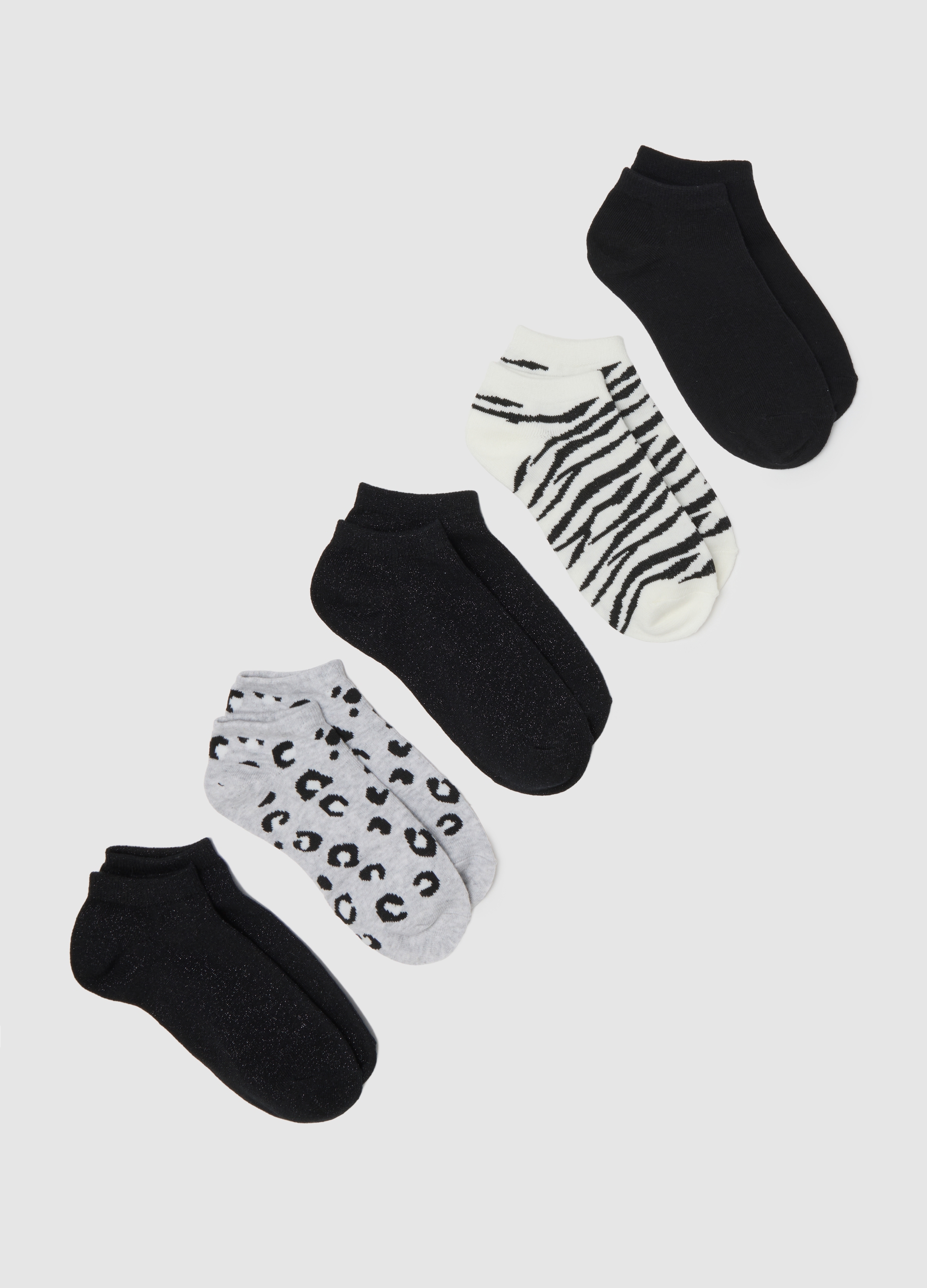 Multipack Calzini In Cotone Multicolor Elasticizzati, Mujer, Negro/Blanco/Gris, Talla: 36-38