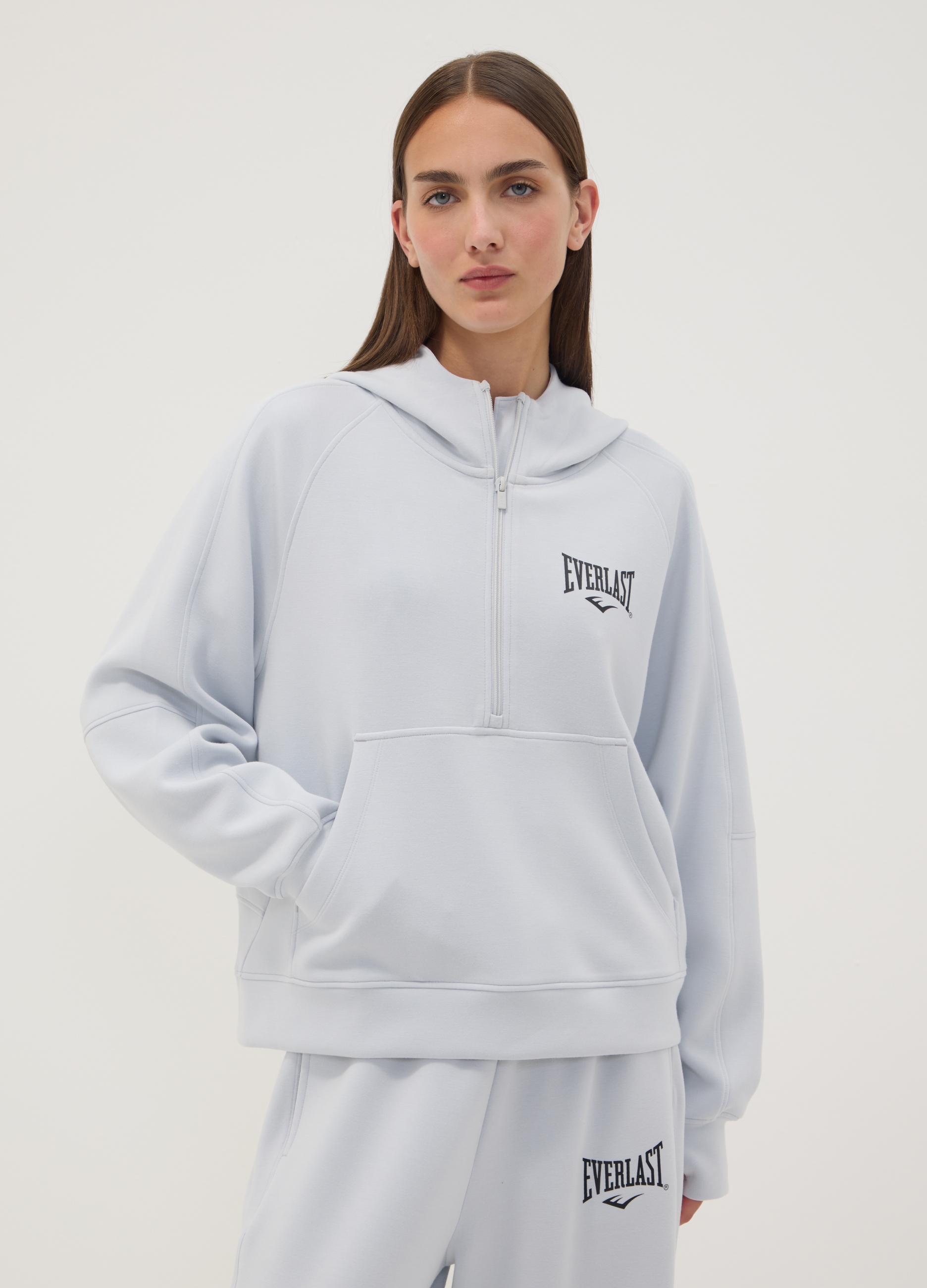 EVERLAST, Felpa Grigia In Viscosa Elasticizzata Jersey Con Cappuccio, Unisex, Grigio, Taglia: XS
