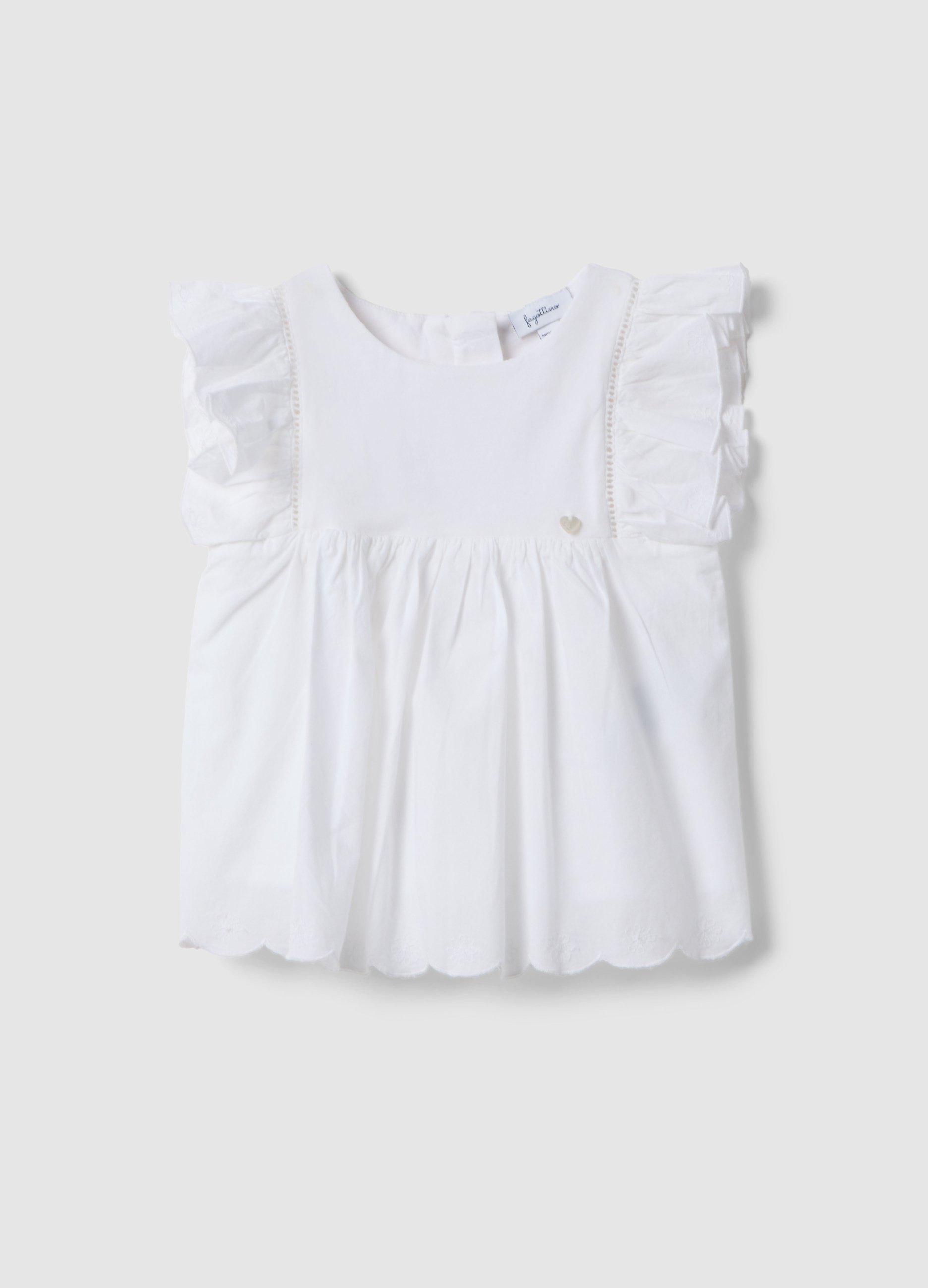 FAGOTTINO, Camisa Blanca De Puro Algodón Para Bebé, Corte Regular Con Volantes, Niña, Blanco óptico, Talla: 18-24
