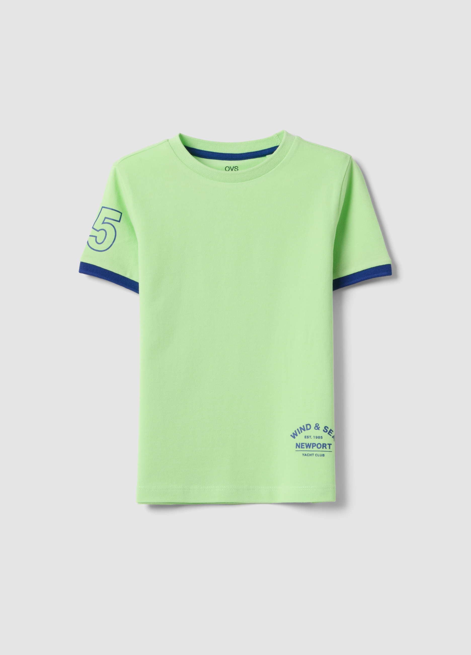 OVS KIDS, T-shirt Verde In Puro Cotone Organico Da Bambino Con Stampa, Niño, Verde lima, Talla: 4-5